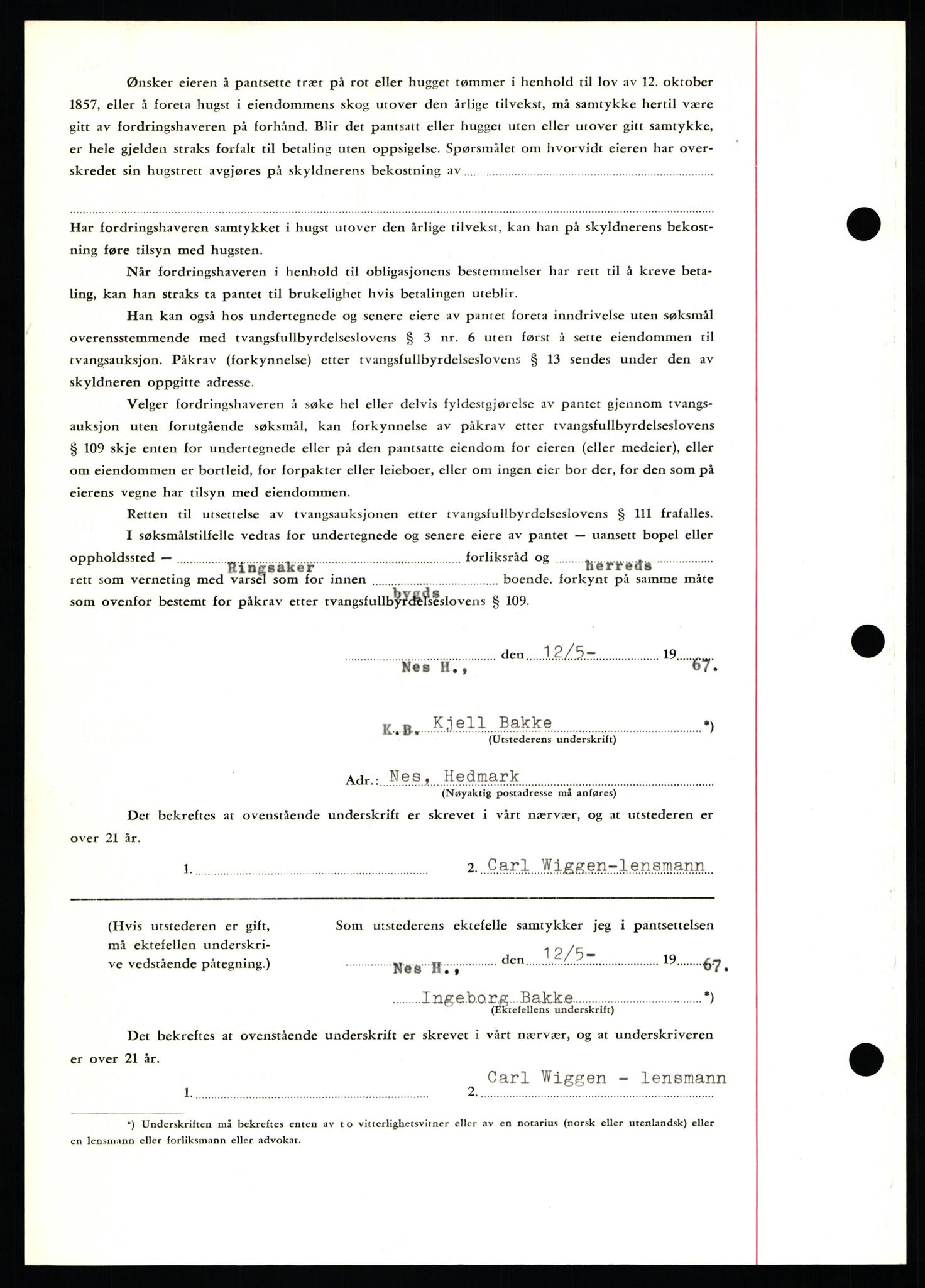 Nord-Hedmark sorenskriveri, SAH/TING-012/H/Hb/Hbf/L0071: Mortgage book no. B71, 1967-1967, Diary no: : 2230/1967