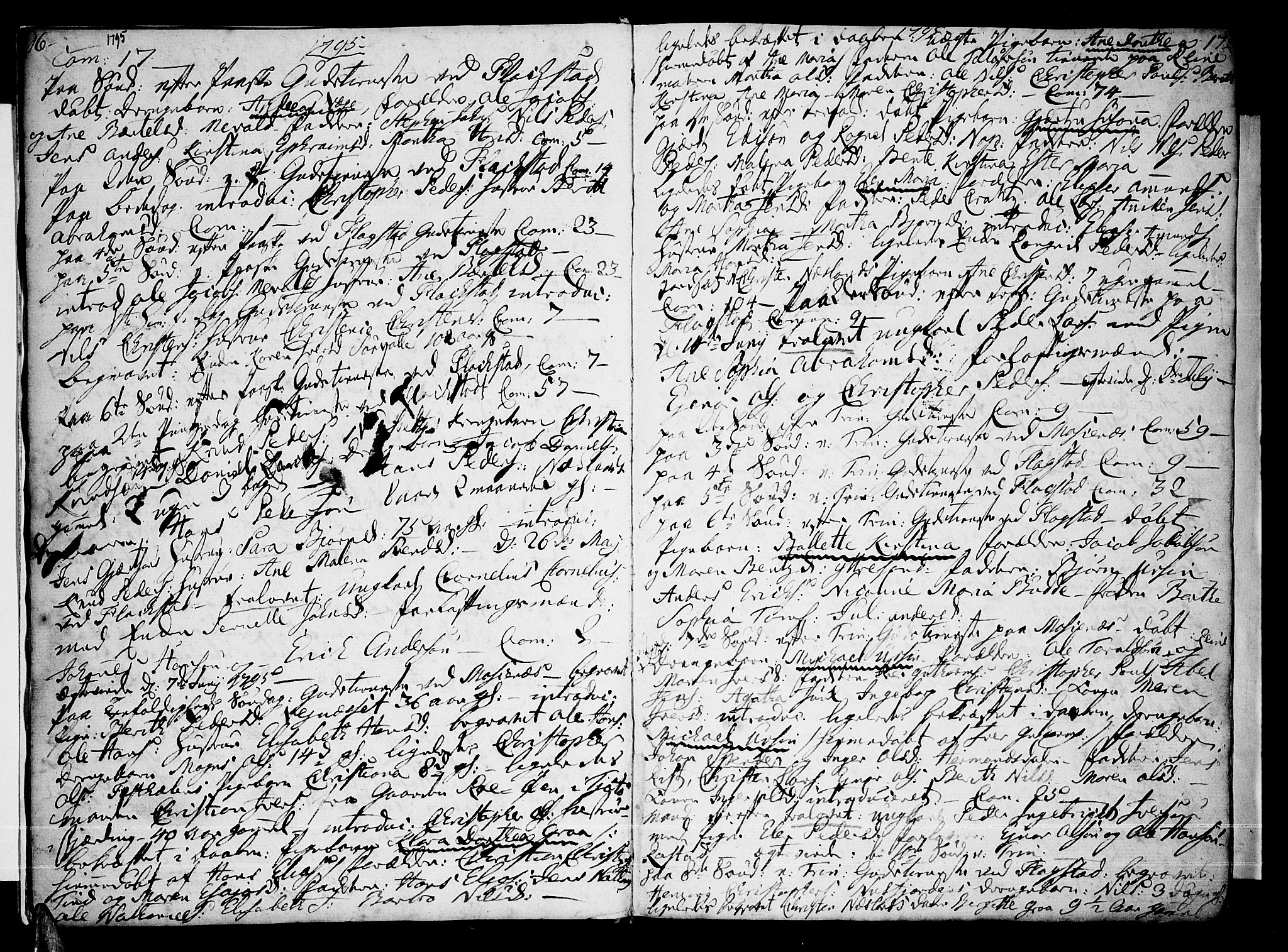 Ministerialprotokoller, klokkerbøker og fødselsregistre - Nordland, AV/SAT-A-1459/885/L1200: Parish register (official) no. 885A01, 1792-1819, p. 16-17