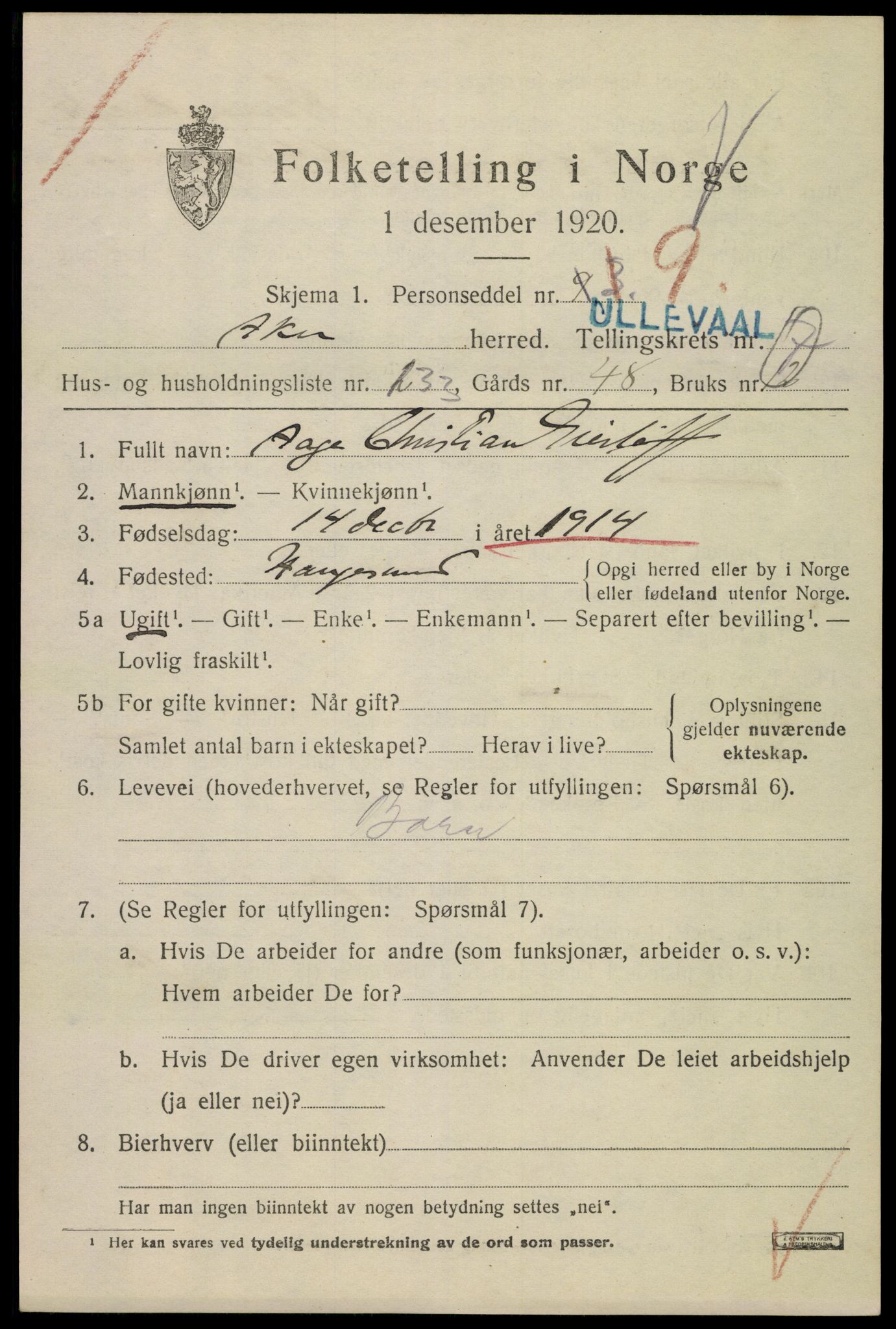 SAO, 1920 census for Aker, 1920, p. 51344