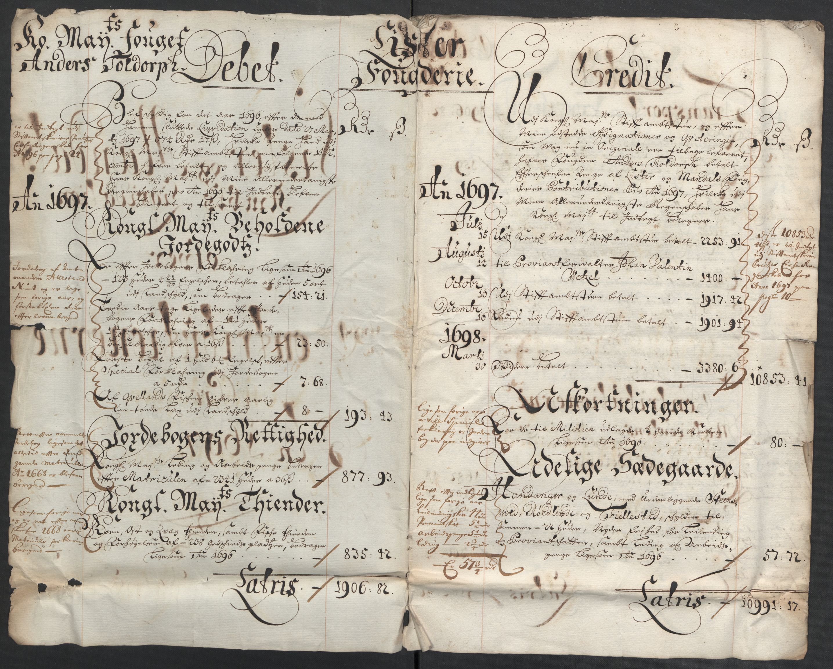 Rentekammeret inntil 1814, Reviderte regnskaper, Fogderegnskap, RA/EA-4092/R43/L2546: Fogderegnskap Lista og Mandal, 1696-1697, p. 178