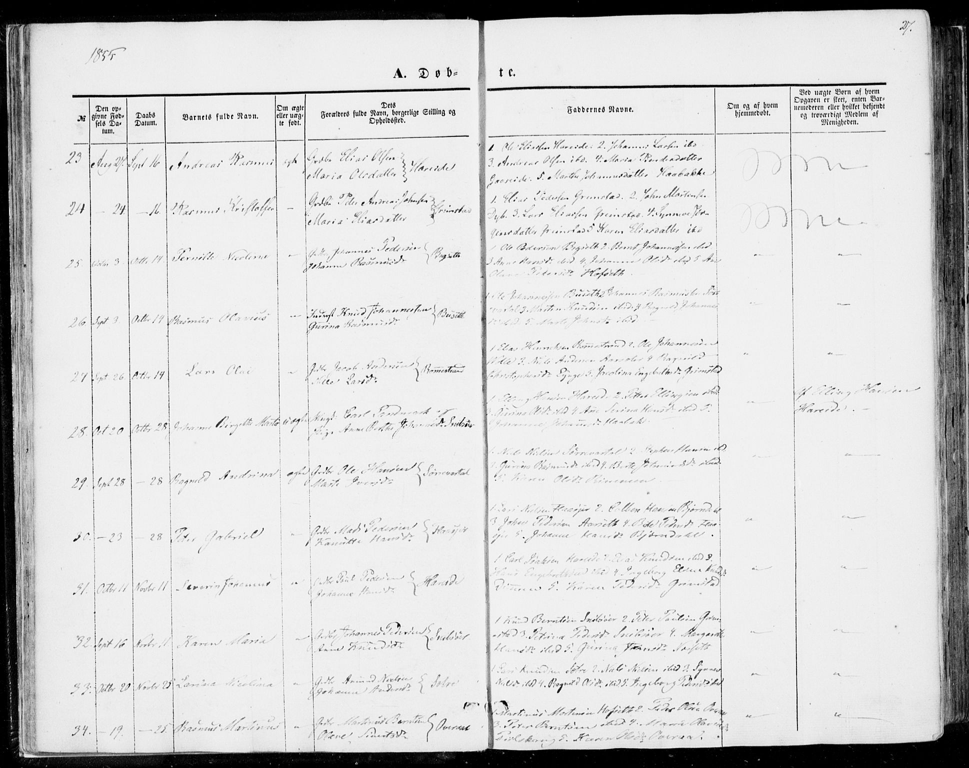 Ministerialprotokoller, klokkerbøker og fødselsregistre - Møre og Romsdal, AV/SAT-A-1454/510/L0121: Parish register (official) no. 510A01, 1848-1877, p. 27