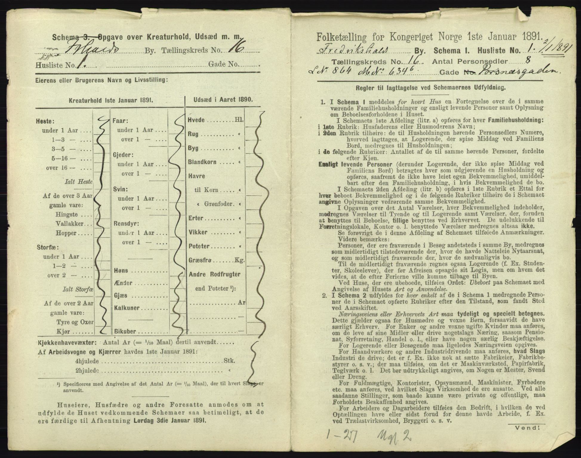 RA, 1891 census for 0101 Fredrikshald, 1891, p. 1476