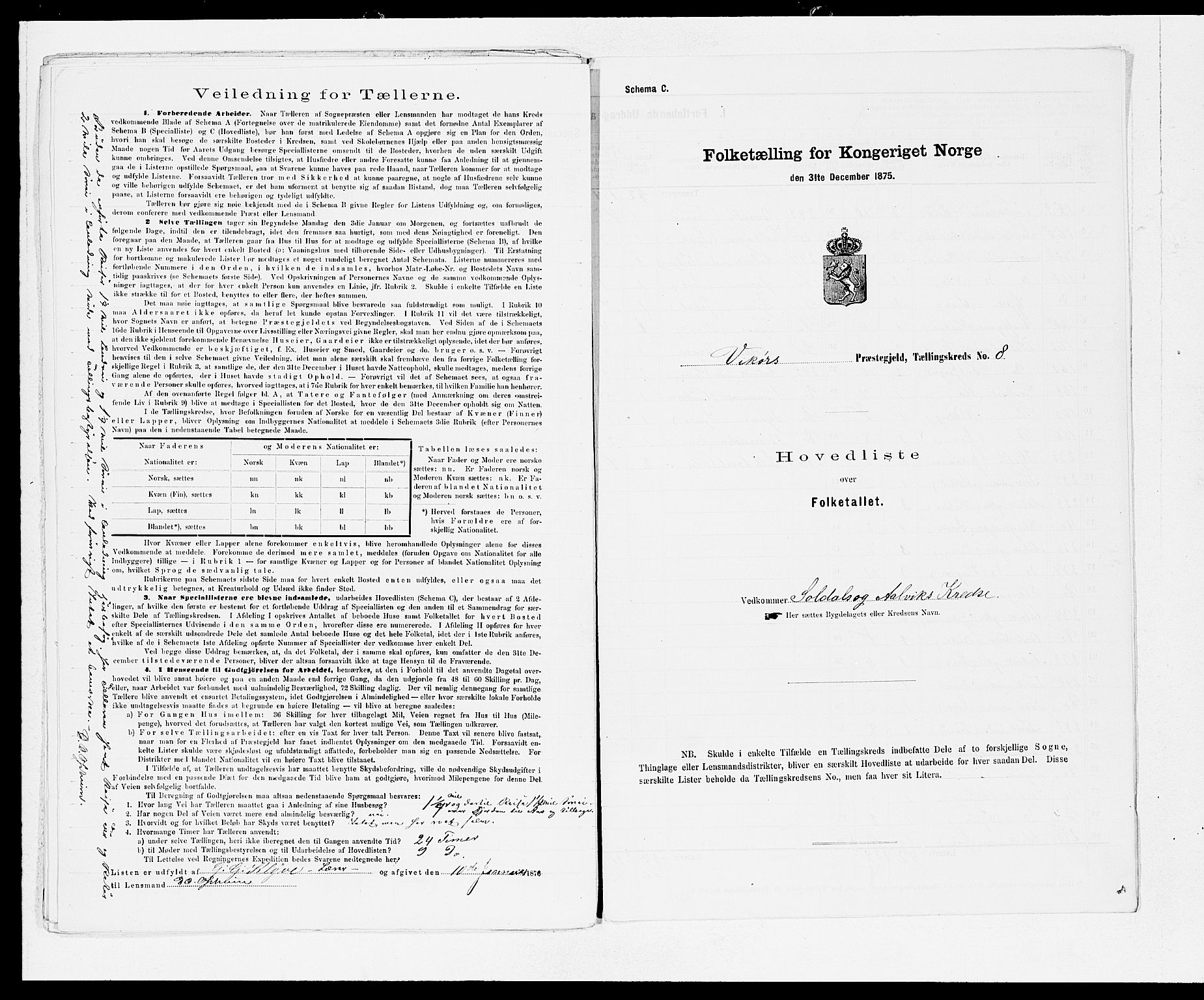 SAB, 1875 census for 1238P Vikør, 1875, p. 16