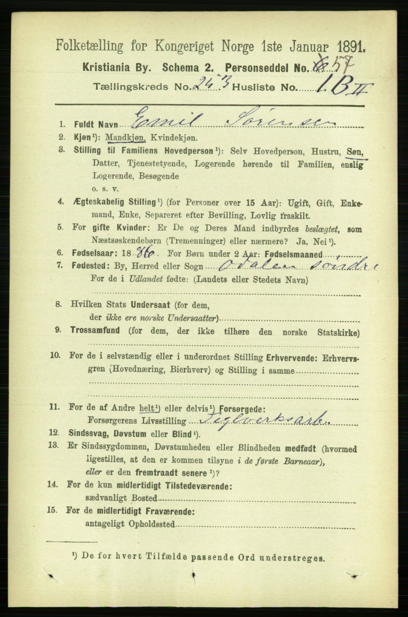 RA, 1891 census for 0301 Kristiania, 1891, p. 153830