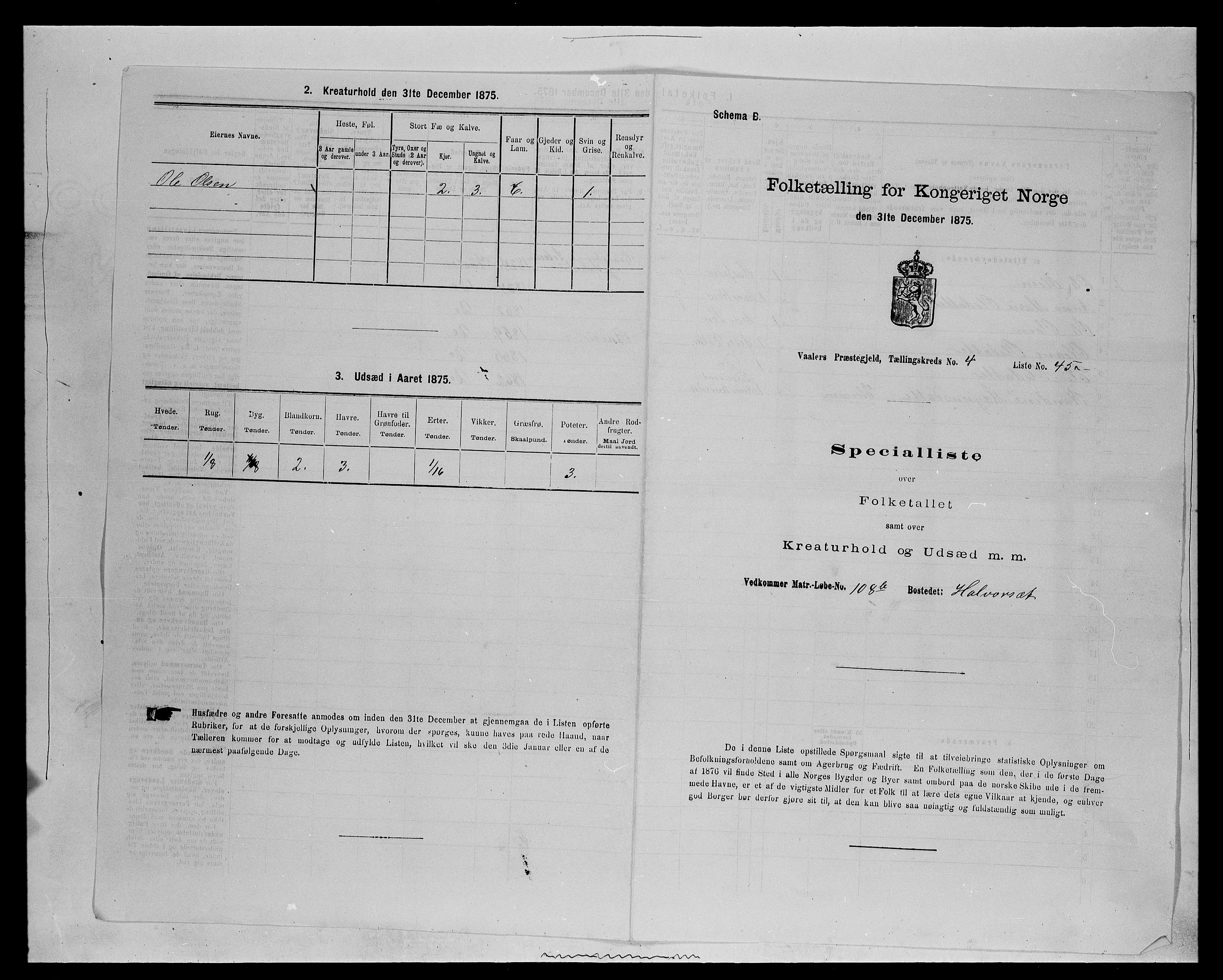 SAH, 1875 census for 0426P Våler parish (Hedmark), 1875, p. 583