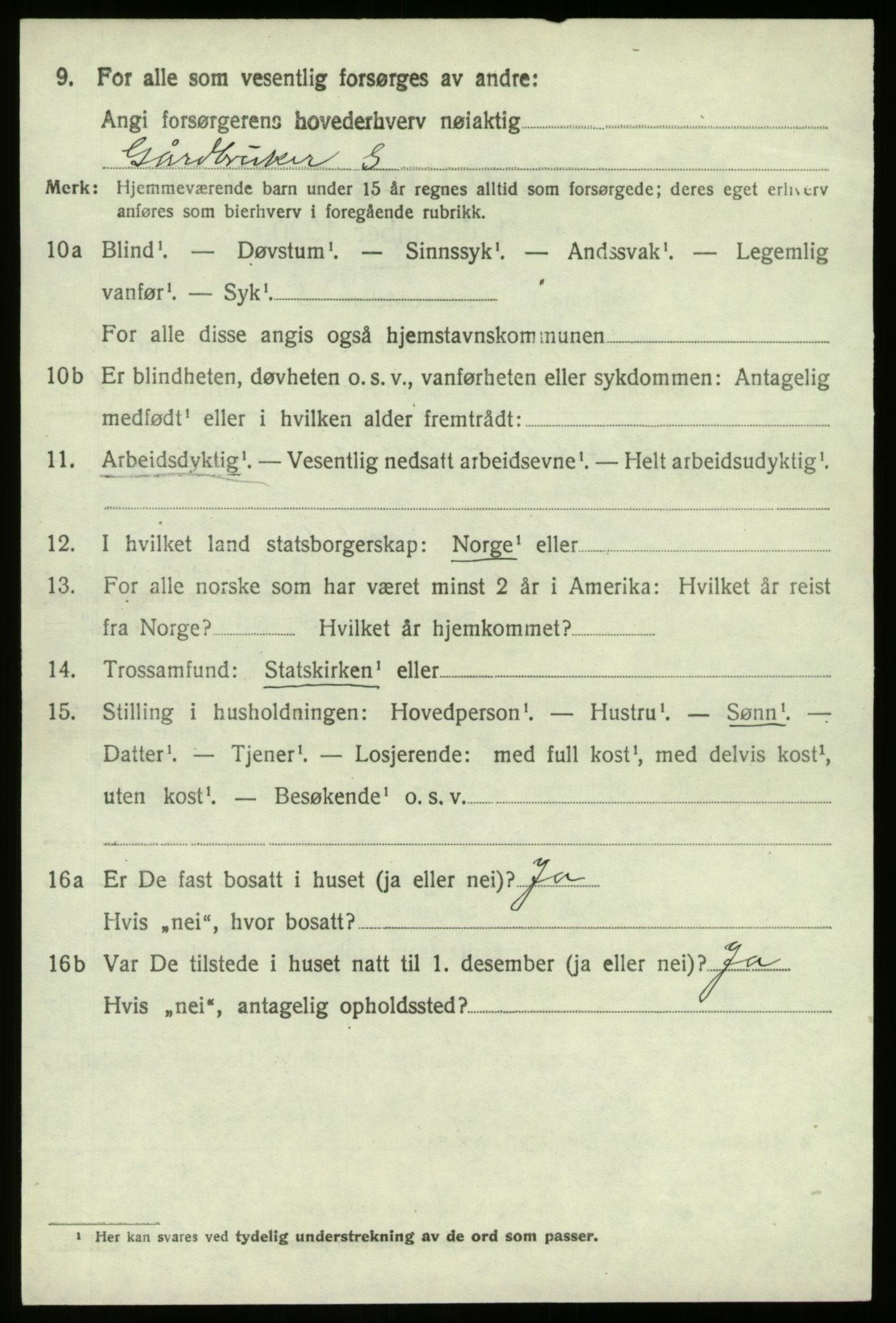 SAB, 1920 census for Selje, 1920, p. 1210