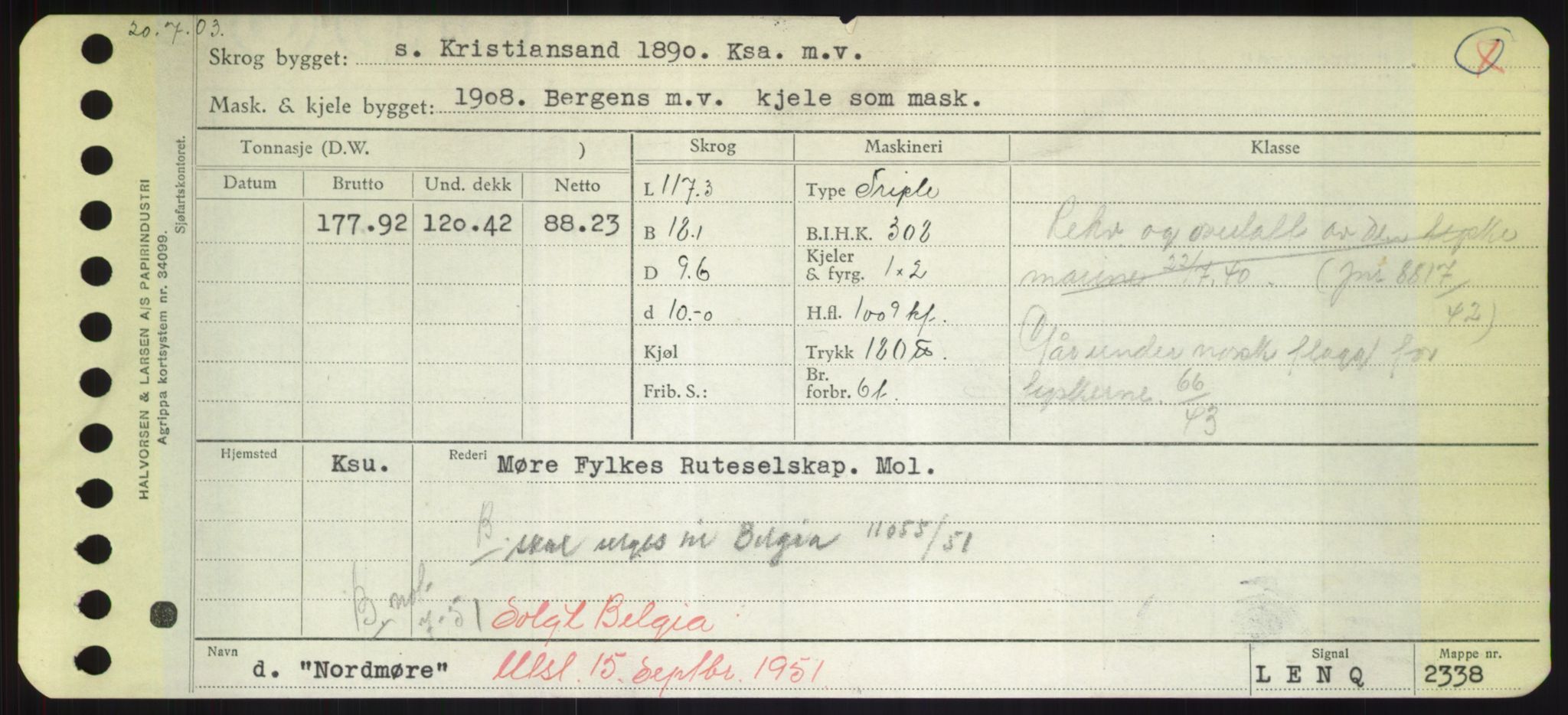 Sjøfartsdirektoratet med forløpere, Skipsmålingen, RA/S-1627/H/Hd/L0026: Fartøy, N-Norhol, p. 529