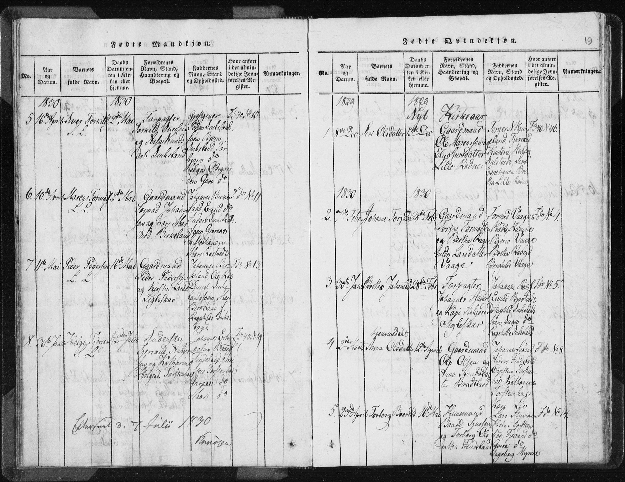 Vikedal sokneprestkontor, AV/SAST-A-101840/01/IV: Parish register (official) no. A 5, 1817-1850, p. 19