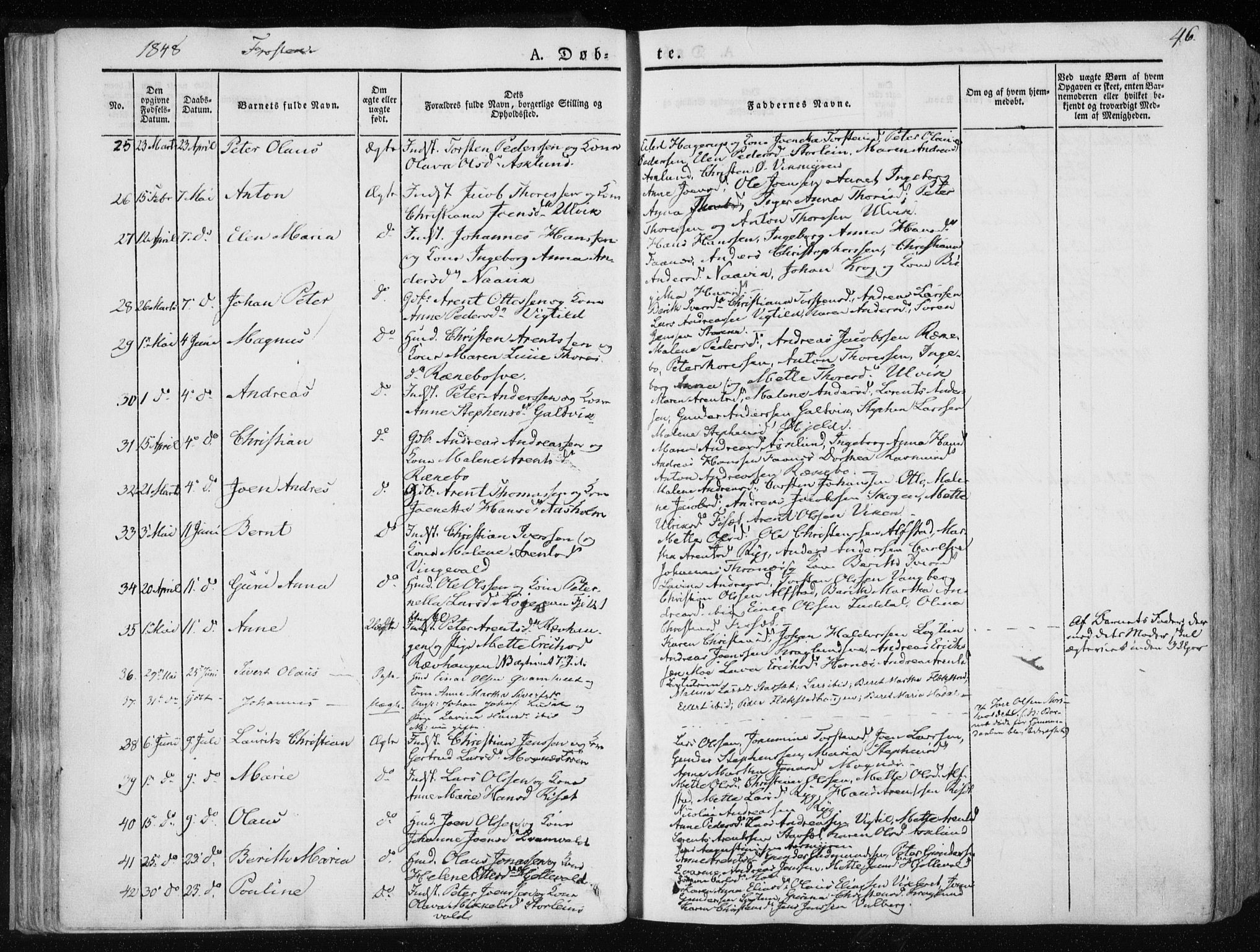 Ministerialprotokoller, klokkerbøker og fødselsregistre - Nord-Trøndelag, SAT/A-1458/713/L0115: Parish register (official) no. 713A06, 1838-1851, p. 46