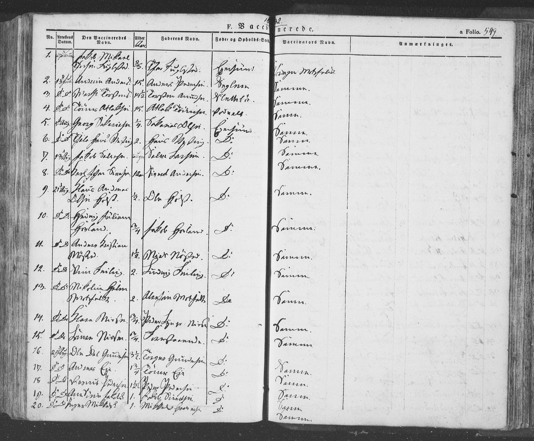 Eigersund sokneprestkontor, SAST/A-101807/S08/L0009: Parish register (official) no. A 9, 1827-1850, p. 549