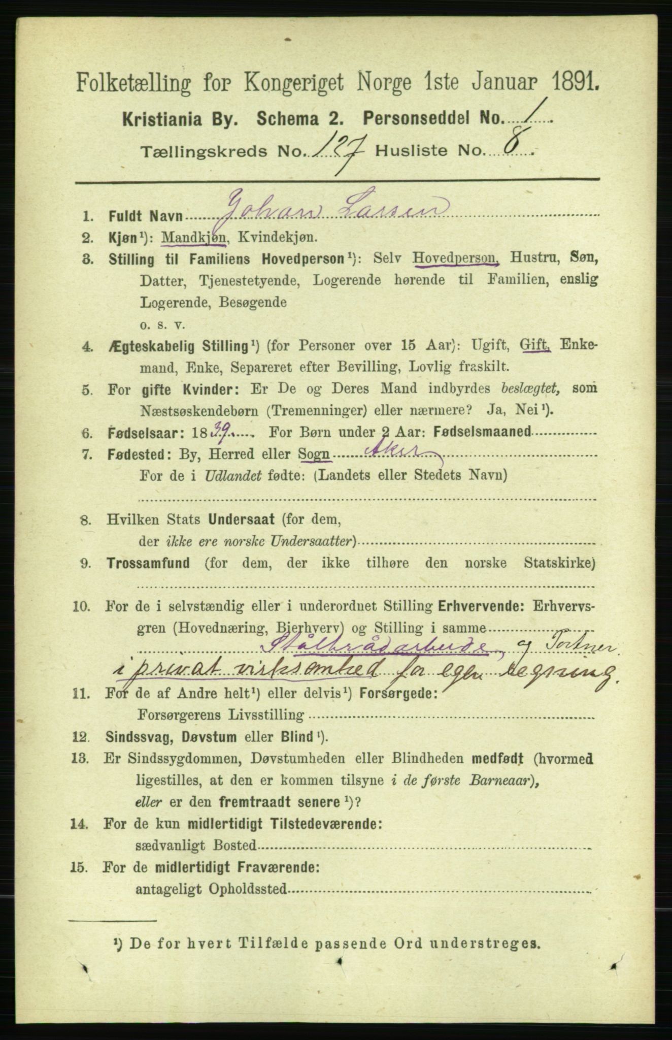 RA, 1891 census for 0301 Kristiania, 1891, p. 68101