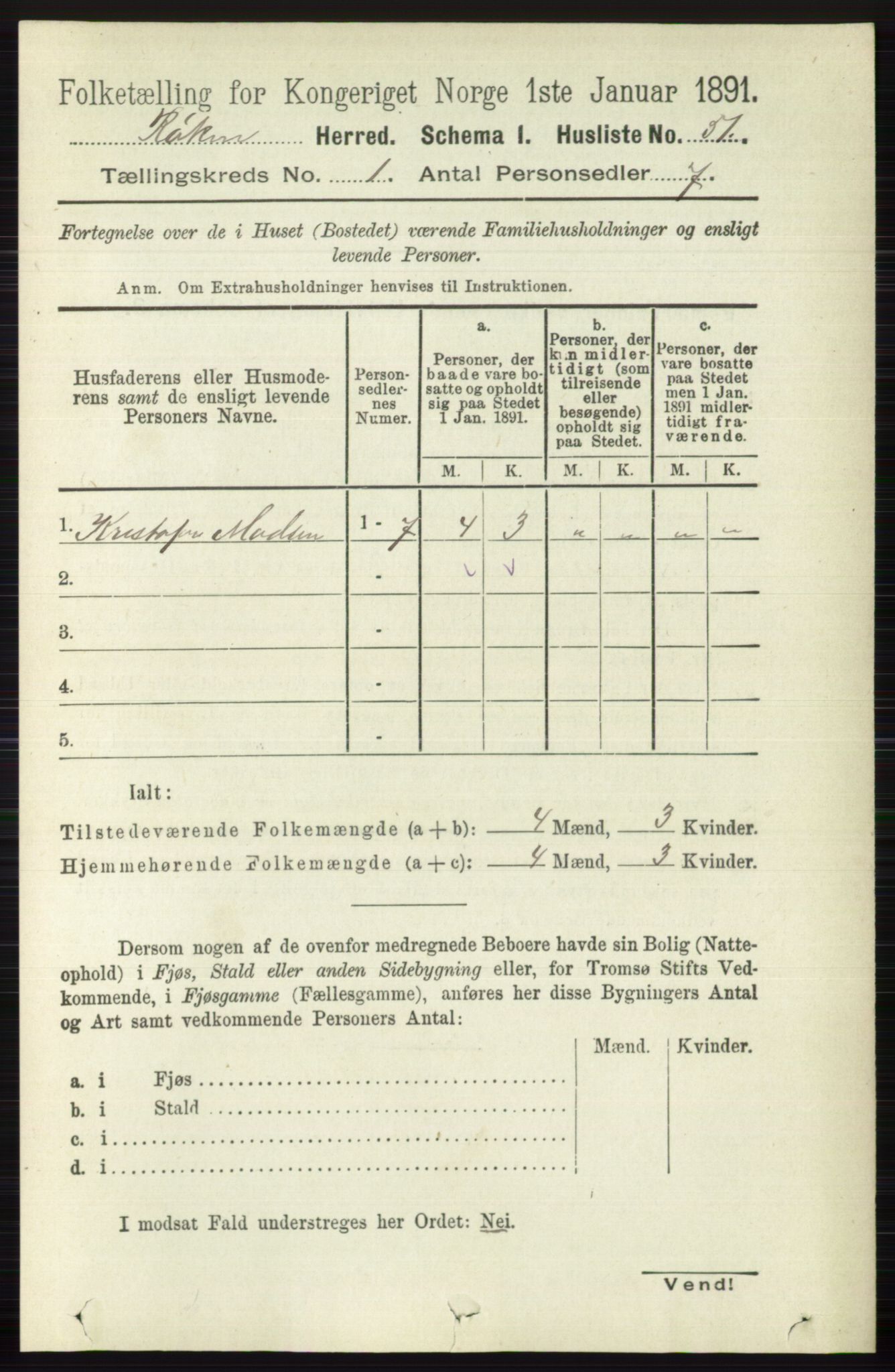 RA, 1891 census for 0627 Røyken, 1891, p. 74