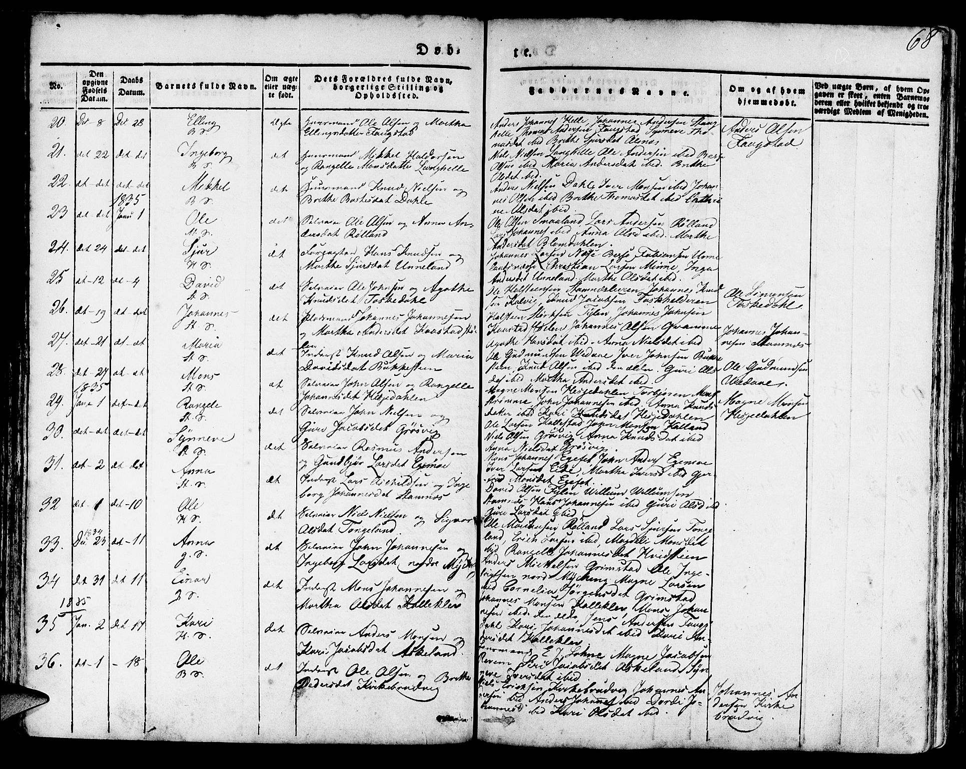 Haus sokneprestembete, AV/SAB-A-75601/H/Haa: Parish register (official) no. A 14, 1827-1838, p. 68