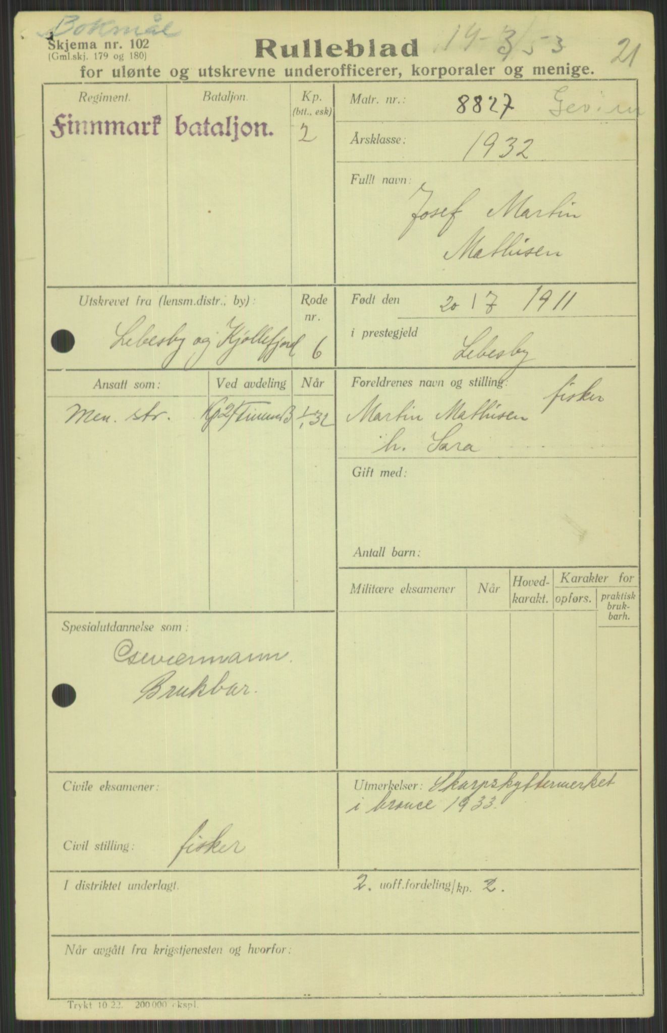 Forsvaret, Varanger bataljon, AV/RA-RAFA-2258/1/D/L0440: Rulleblad for fødte 1892-1912, 1892-1912, p. 1343