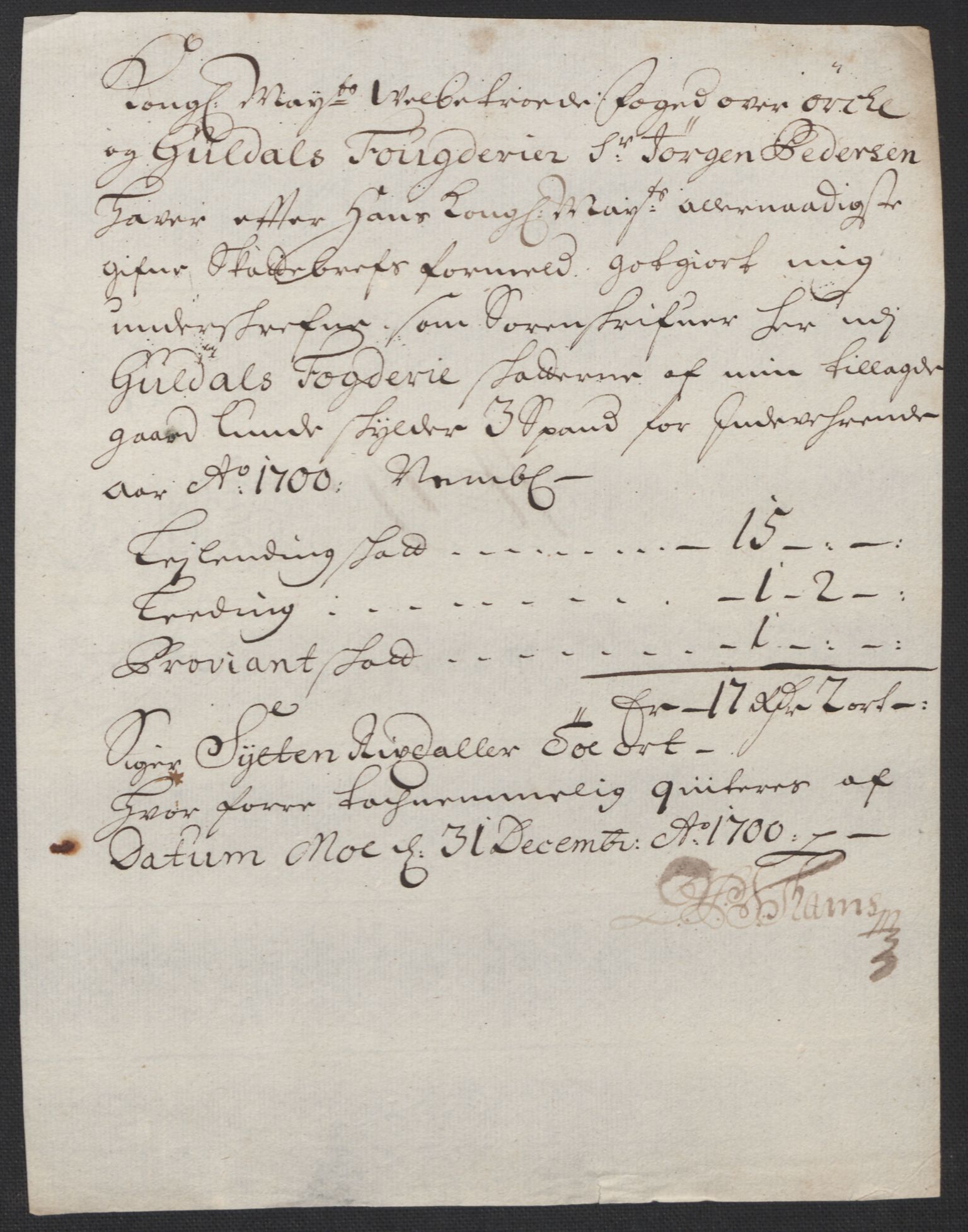 Rentekammeret inntil 1814, Reviderte regnskaper, Fogderegnskap, RA/EA-4092/R60/L3950: Fogderegnskap Orkdal og Gauldal, 1700, p. 395