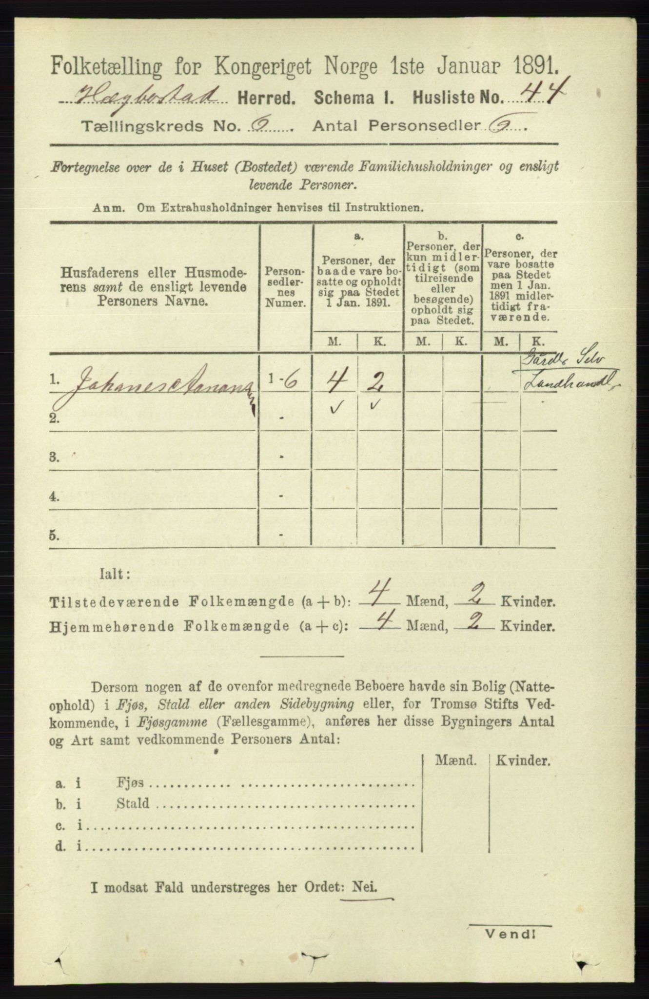 RA, 1891 census for 1034 Hægebostad, 1891, p. 1840
