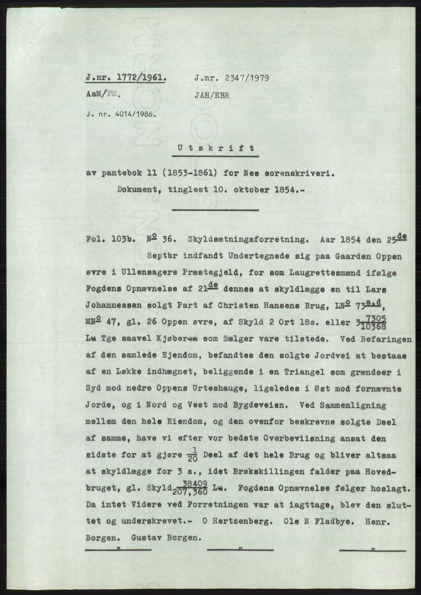 Statsarkivet i Oslo, AV/SAO-A-10621/Z/Zd/L0014: Avskrifter, j.nr 1101-1809/1961, 1961, p. 338
