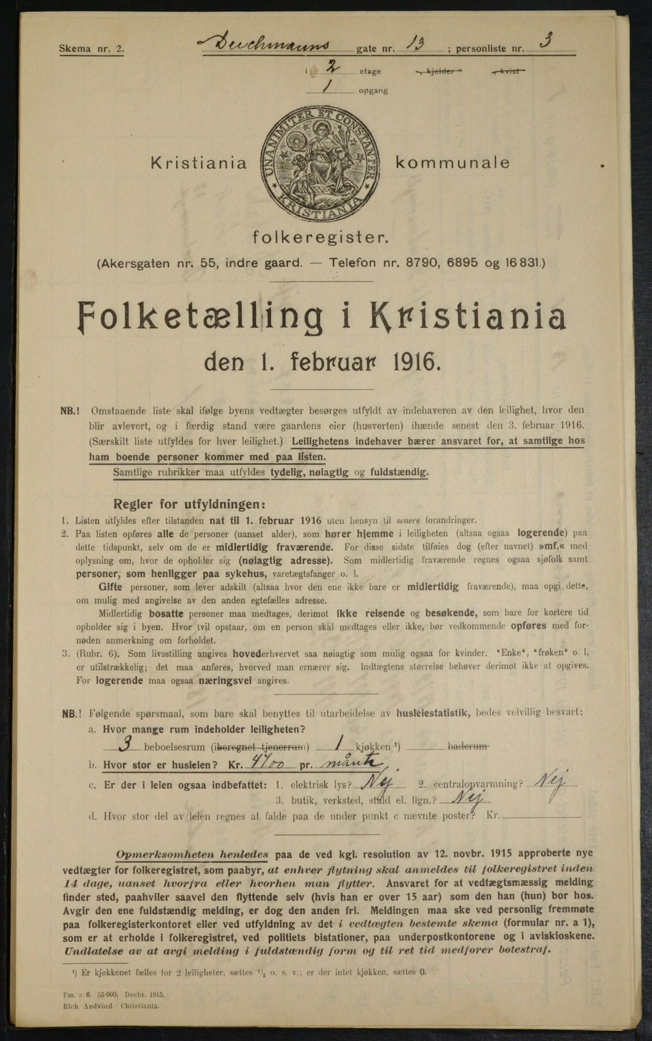 OBA, Municipal Census 1916 for Kristiania, 1916, p. 15709