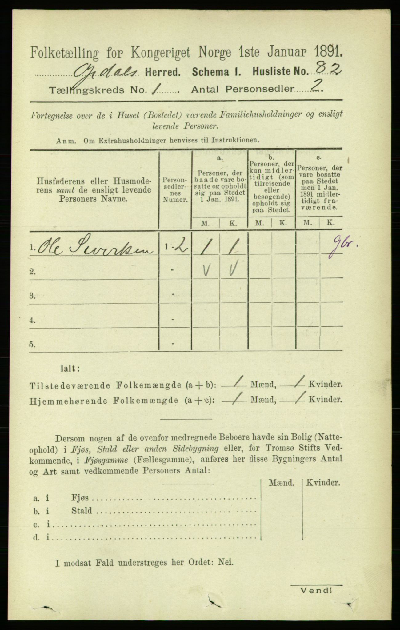 RA, 1891 census for 1634 Oppdal, 1891, p. 111