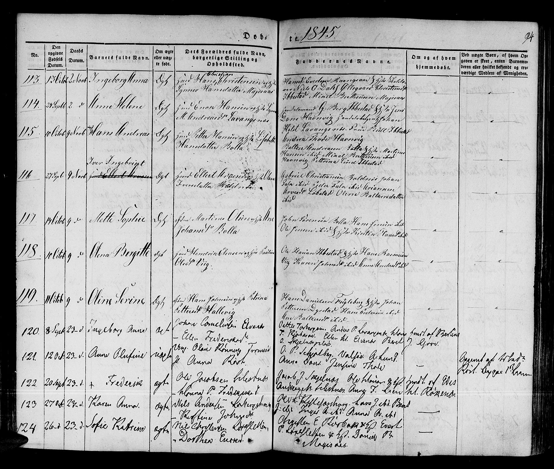 Ibestad sokneprestembete, SATØ/S-0077/H/Ha/Haa/L0006kirke: Parish register (official) no. 6, 1837-1850, p. 94