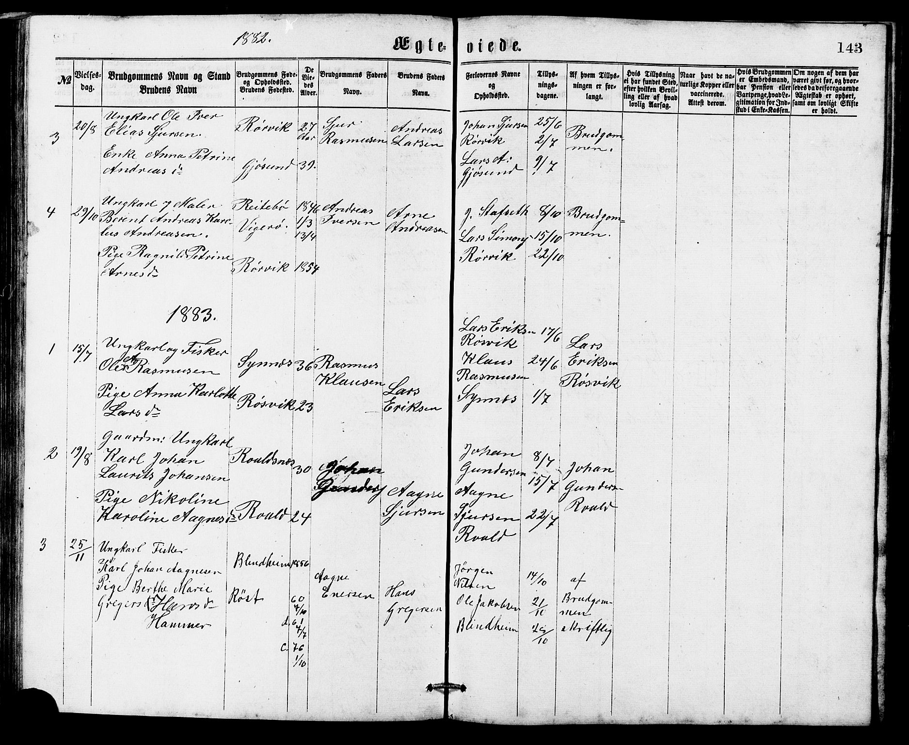 Ministerialprotokoller, klokkerbøker og fødselsregistre - Møre og Romsdal, AV/SAT-A-1454/537/L0521: Parish register (copy) no. 537C02, 1869-1888, p. 143