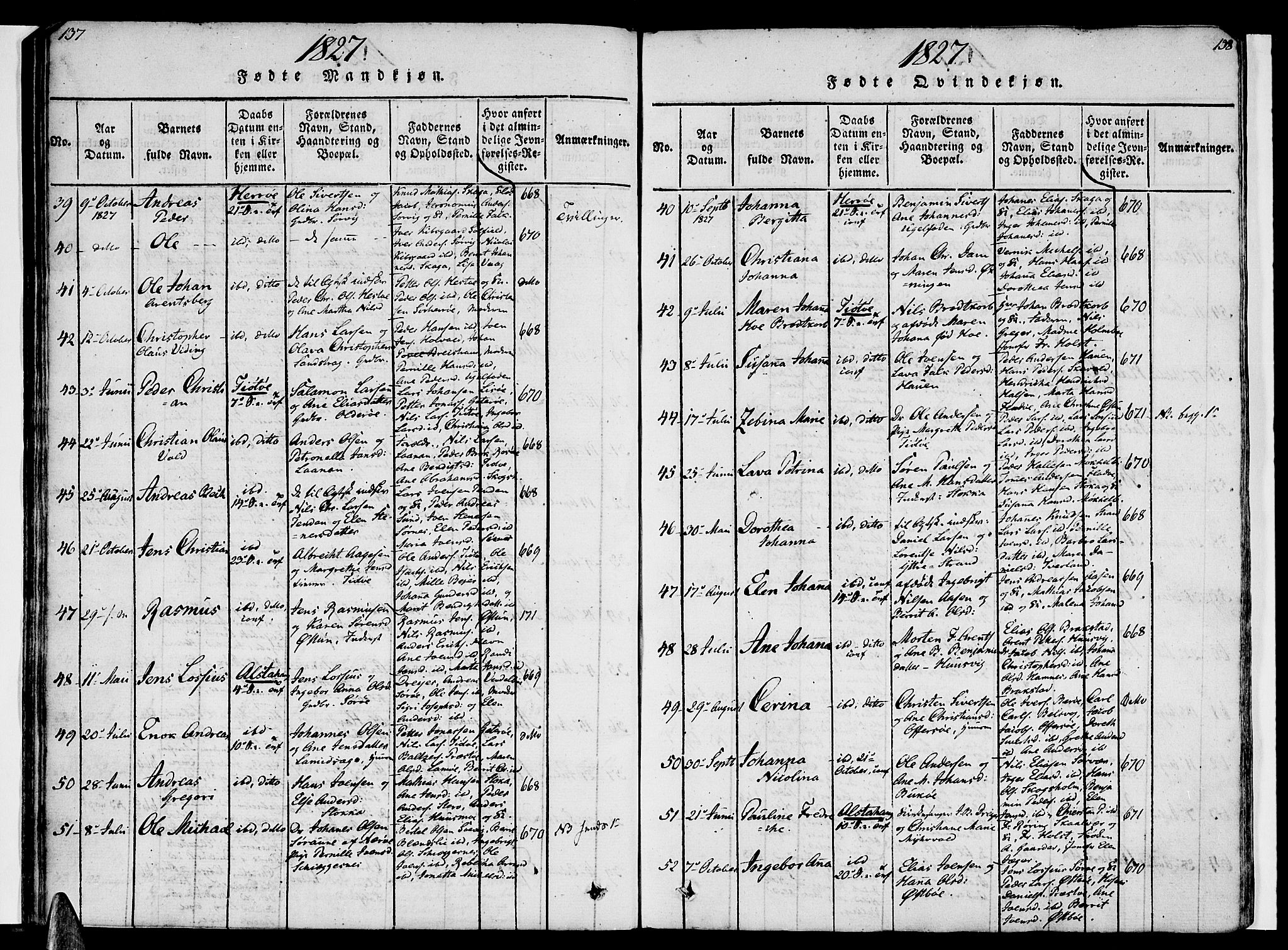 Ministerialprotokoller, klokkerbøker og fødselsregistre - Nordland, AV/SAT-A-1459/830/L0445: Parish register (official) no. 830A09, 1820-1830, p. 137-138