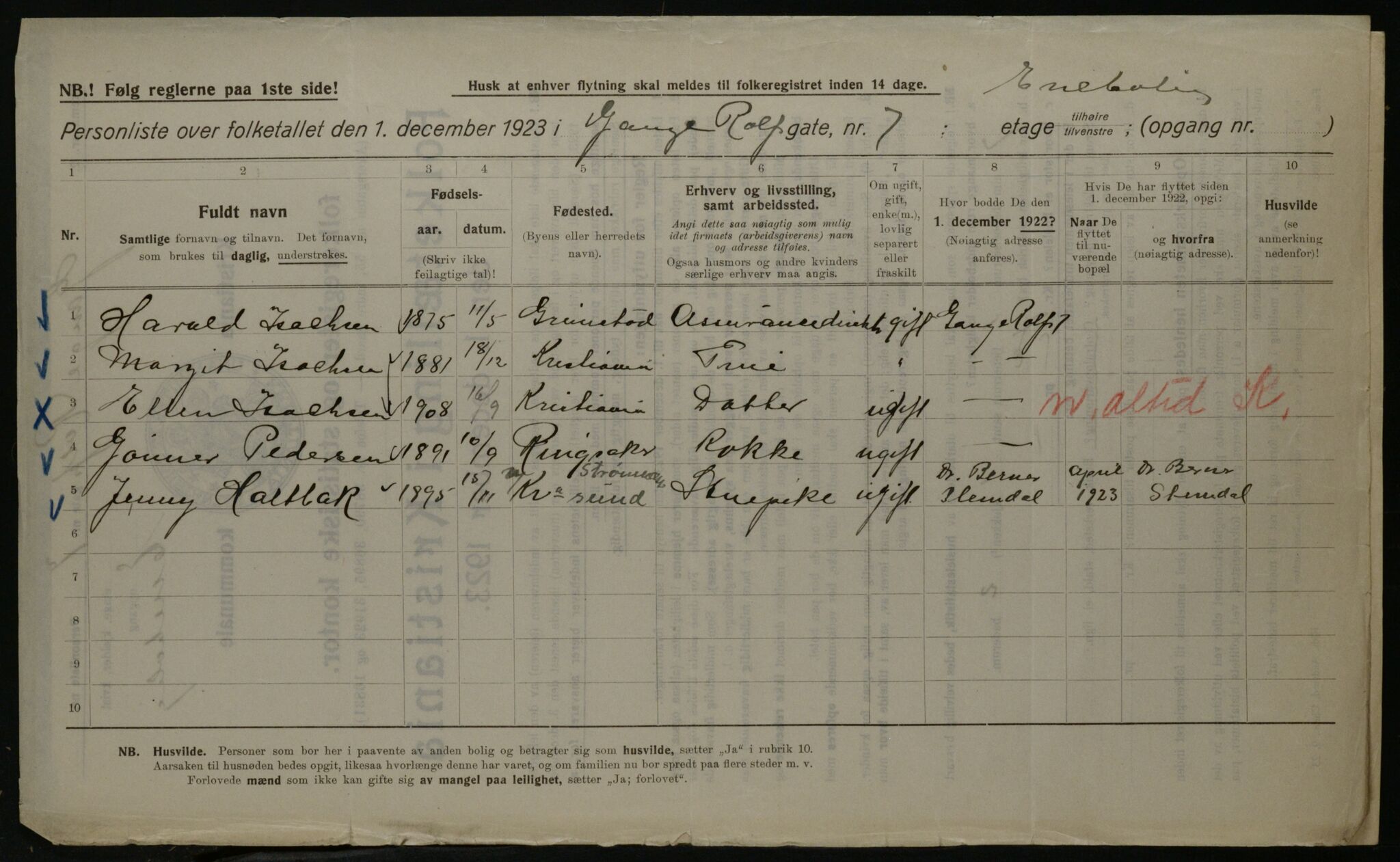 OBA, Municipal Census 1923 for Kristiania, 1923, p. 32331