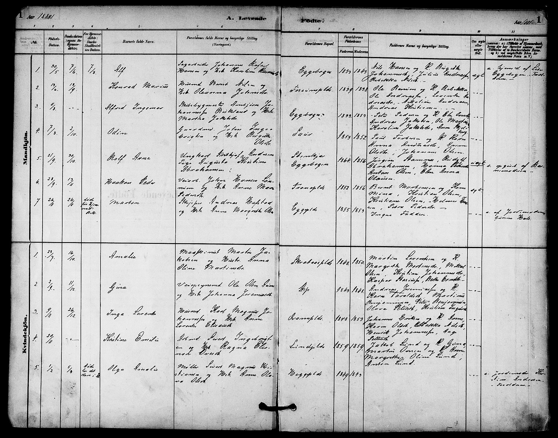 Ministerialprotokoller, klokkerbøker og fødselsregistre - Nord-Trøndelag, SAT/A-1458/740/L0378: Parish register (official) no. 740A01, 1881-1895, p. 1