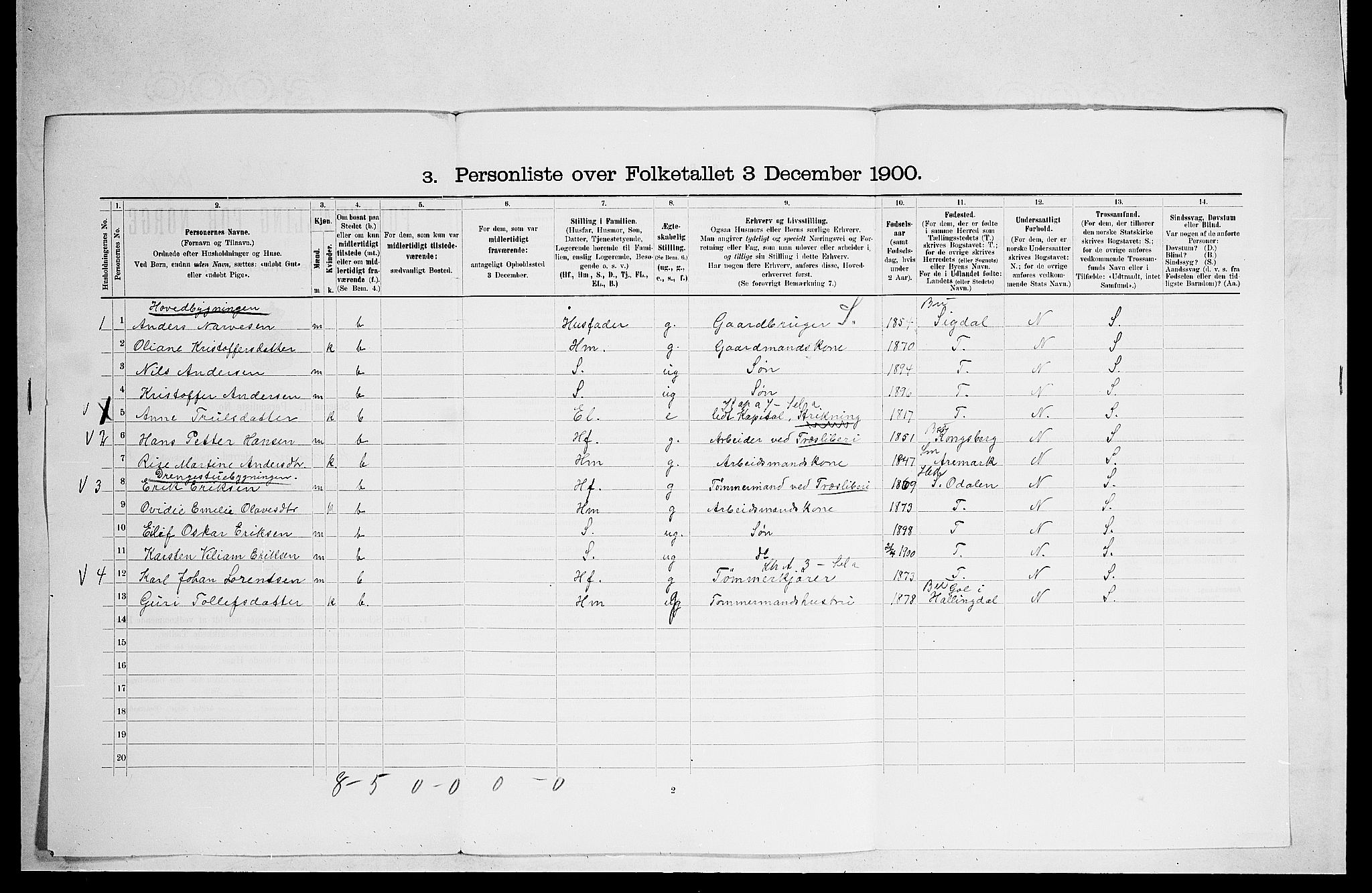 RA, 1900 census for Modum, 1900, p. 362
