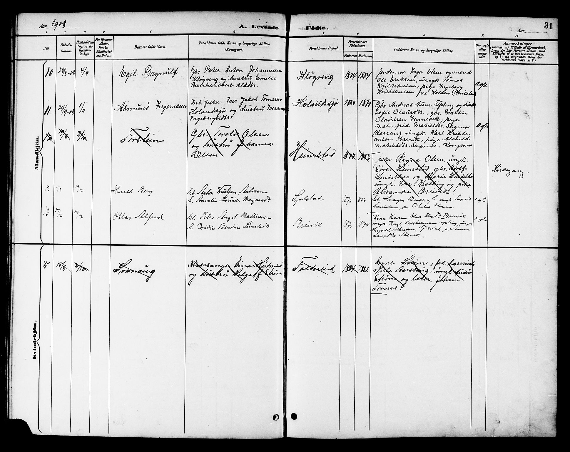 Ministerialprotokoller, klokkerbøker og fødselsregistre - Nord-Trøndelag, AV/SAT-A-1458/783/L0662: Parish register (copy) no. 783C02, 1894-1919, p. 31