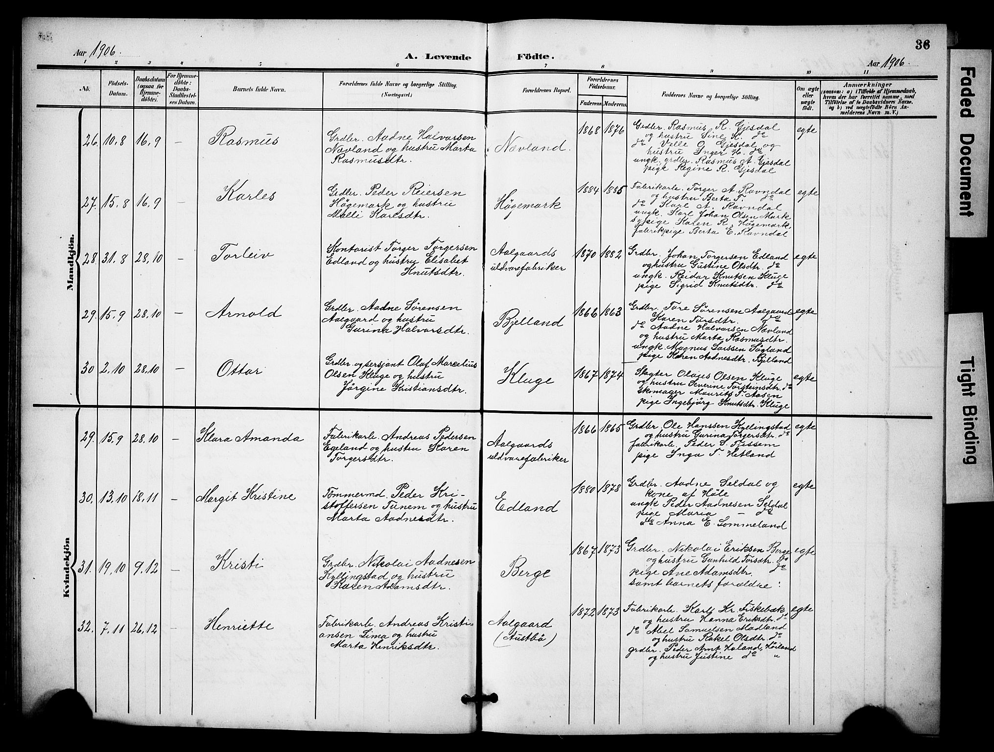 Lye sokneprestkontor, AV/SAST-A-101794/001/30BB/L0009: Parish register (copy) no. B 9, 1902-1923, p. 36