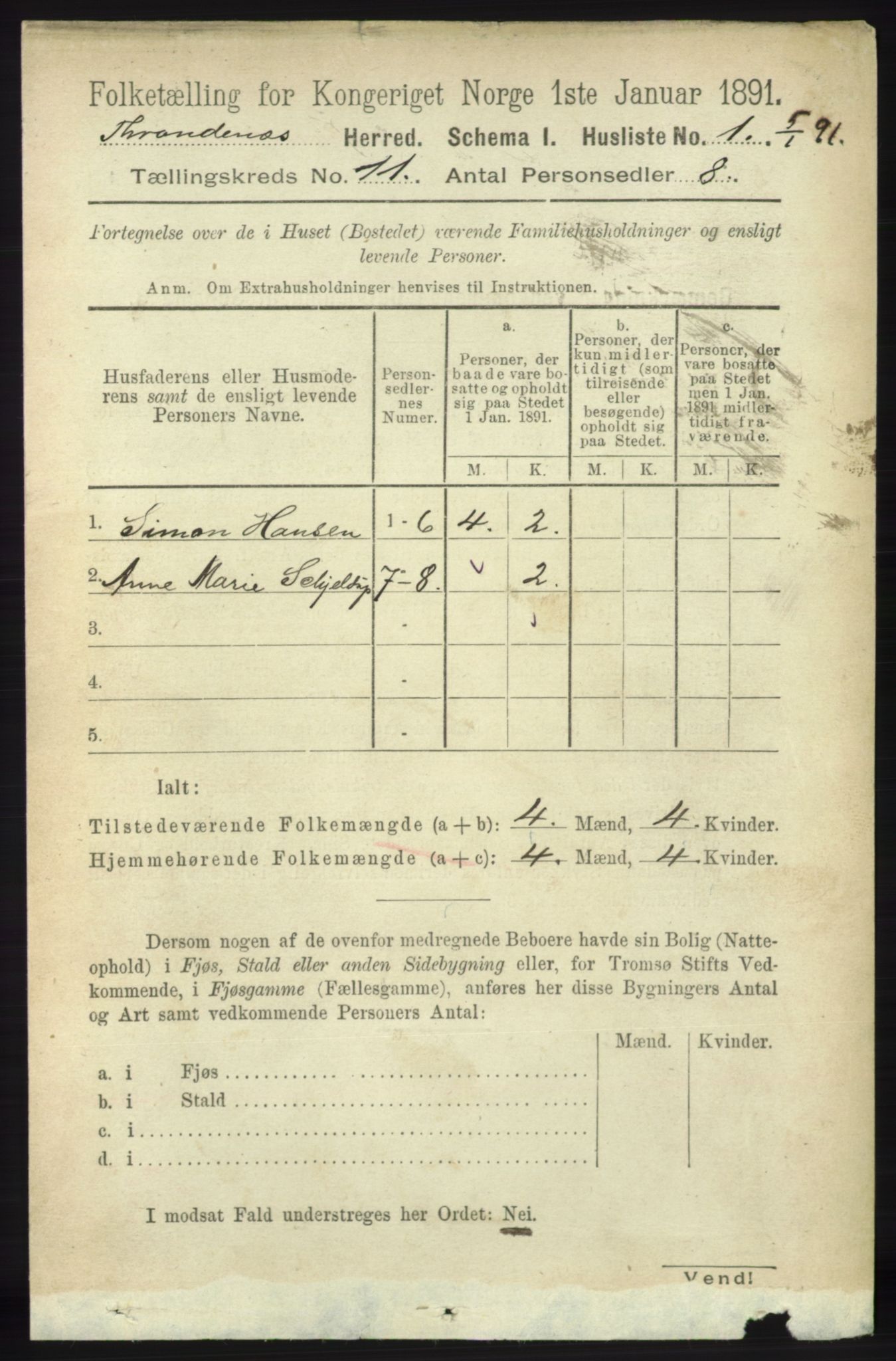 RA, 1891 census for 1914 Trondenes, 1891, p. 7923