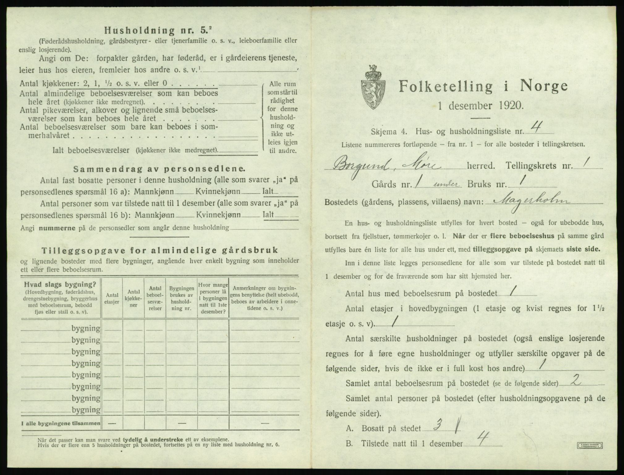 SAT, 1920 census for Borgund, 1920, p. 108