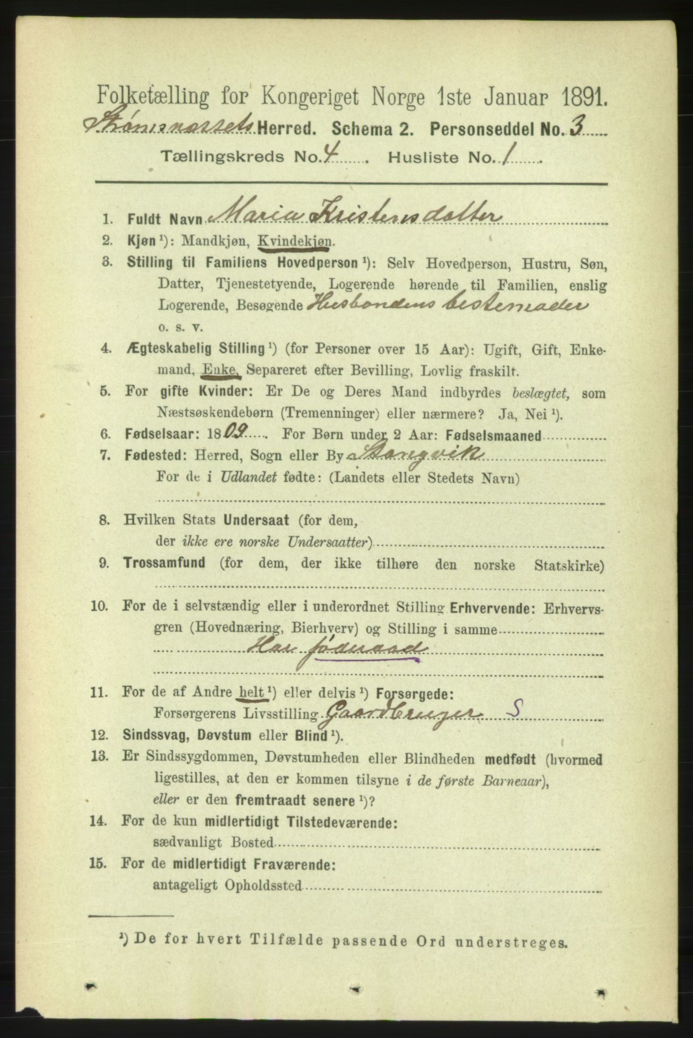 RA, 1891 census for 1559 Straumsnes, 1891, p. 755