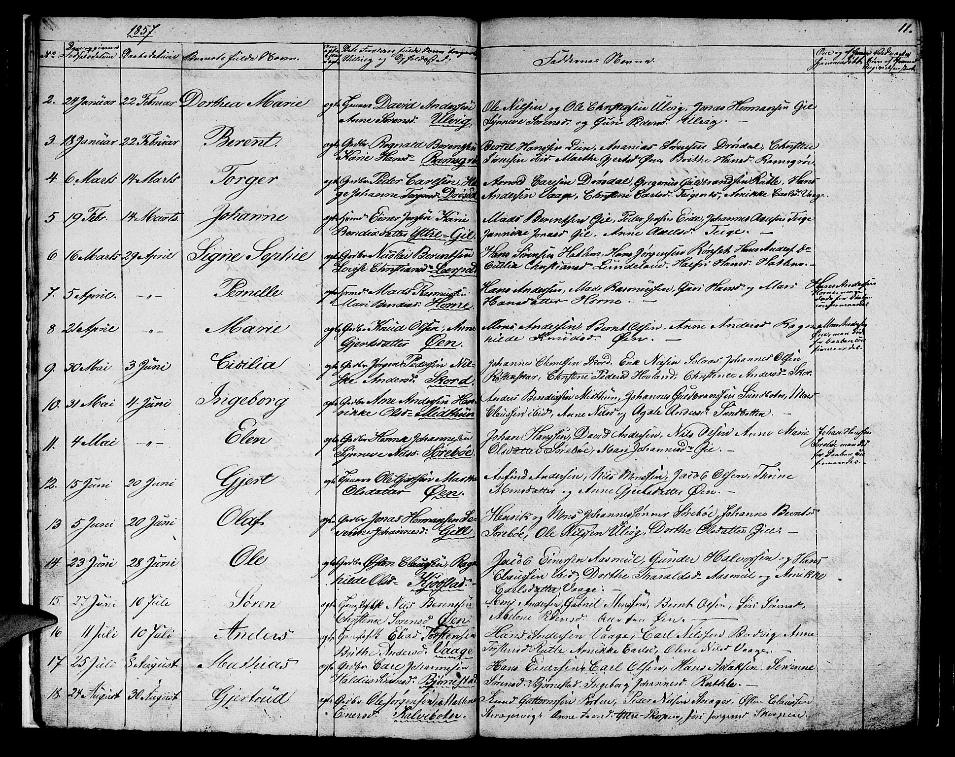 Hyllestad sokneprestembete, SAB/A-80401: Parish register (copy) no. C 1, 1853-1873, p. 11