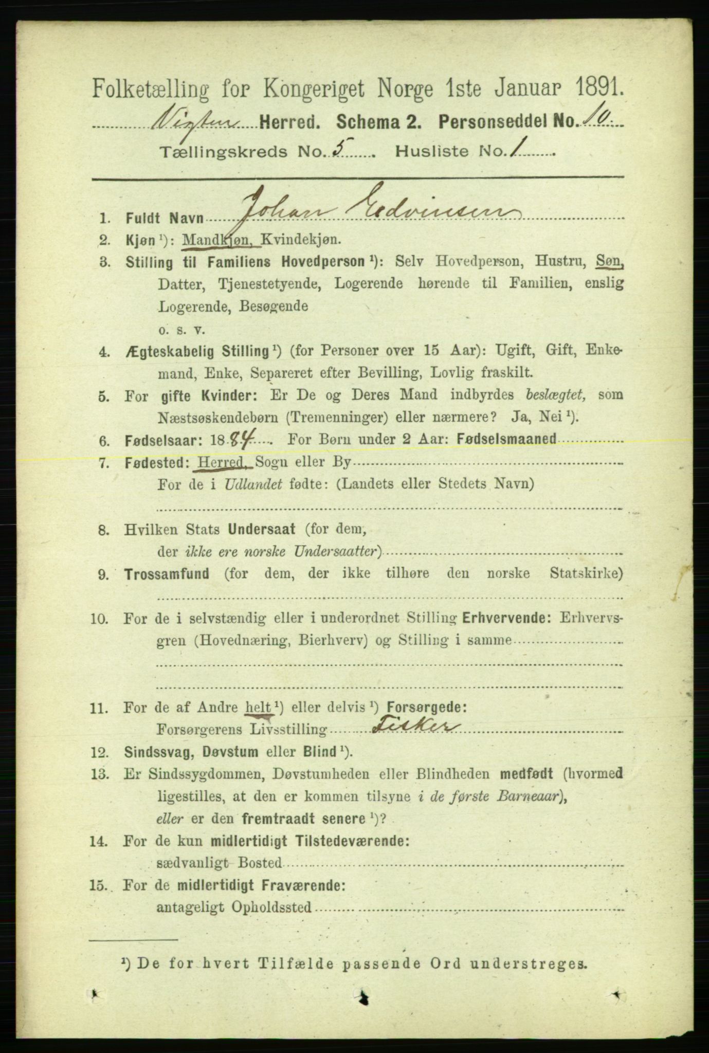 RA, 1891 census for 1750 Vikna, 1891, p. 2851