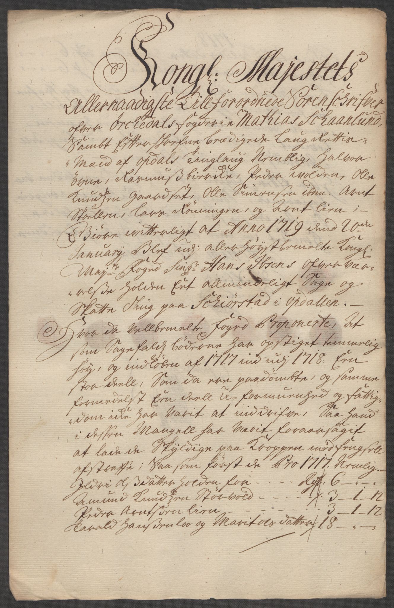 Rentekammeret inntil 1814, Reviderte regnskaper, Fogderegnskap, AV/RA-EA-4092/R60/L3971: Fogderegnskap Orkdal og Gauldal, 1718, p. 265