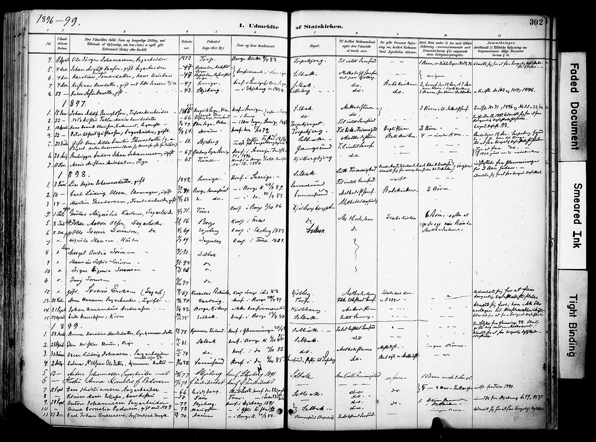 Borge prestekontor Kirkebøker, AV/SAO-A-10903/F/Fa/L0008: Parish register (official) no. I 8B, 1887-1902, p. 392