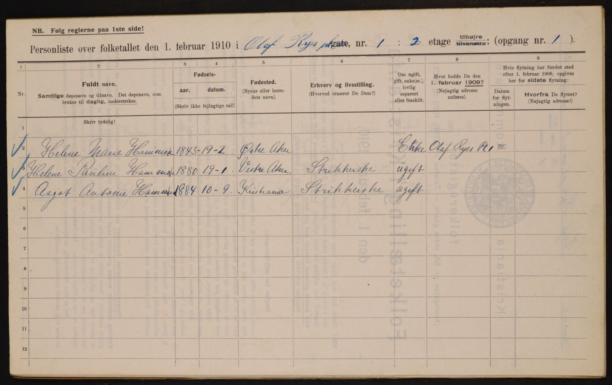 OBA, Municipal Census 1910 for Kristiania, 1910, p. 72297