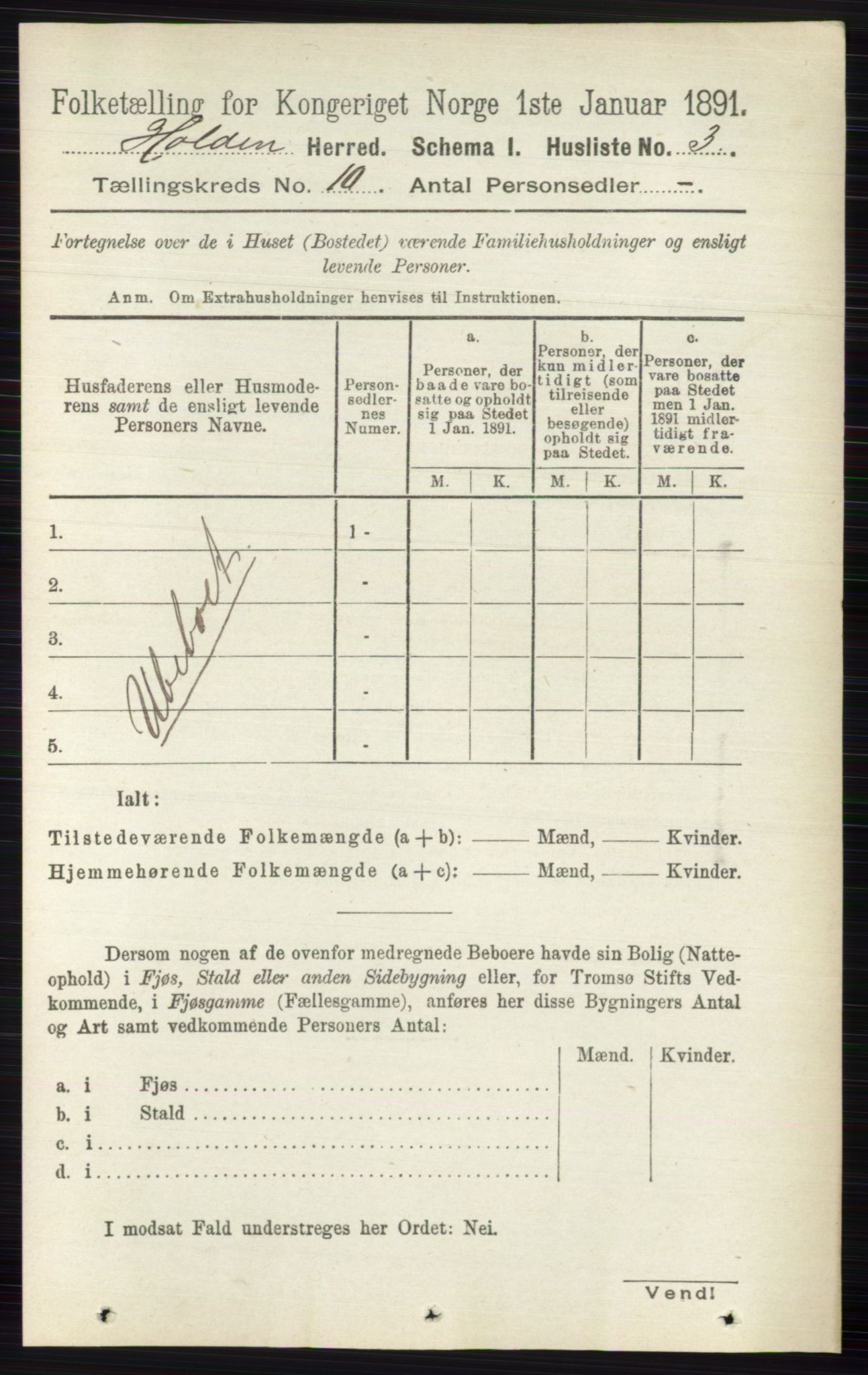 RA, 1891 census for 0819 Holla, 1891, p. 4301