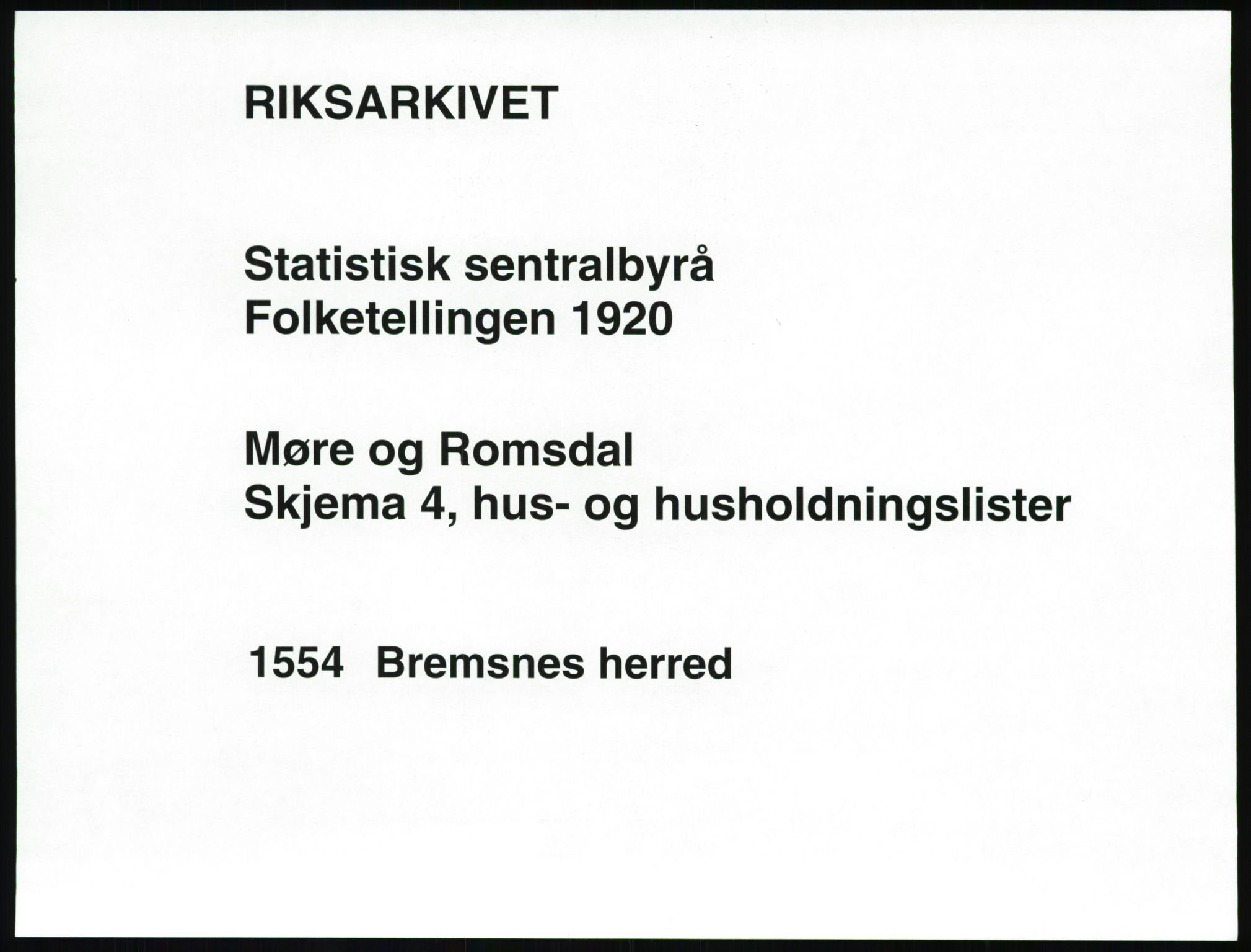 SAT, 1920 census for Bremsnes, 1920, p. 45