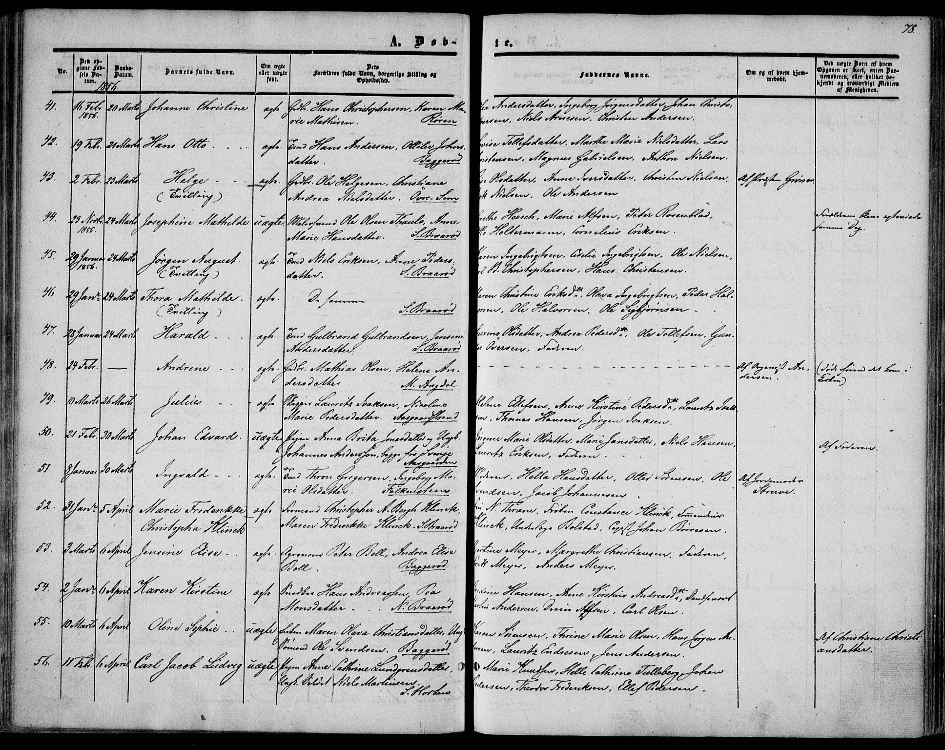 Borre kirkebøker, SAKO/A-338/F/Fa/L0006: Parish register (official) no. I 6, 1852-1862, p. 78