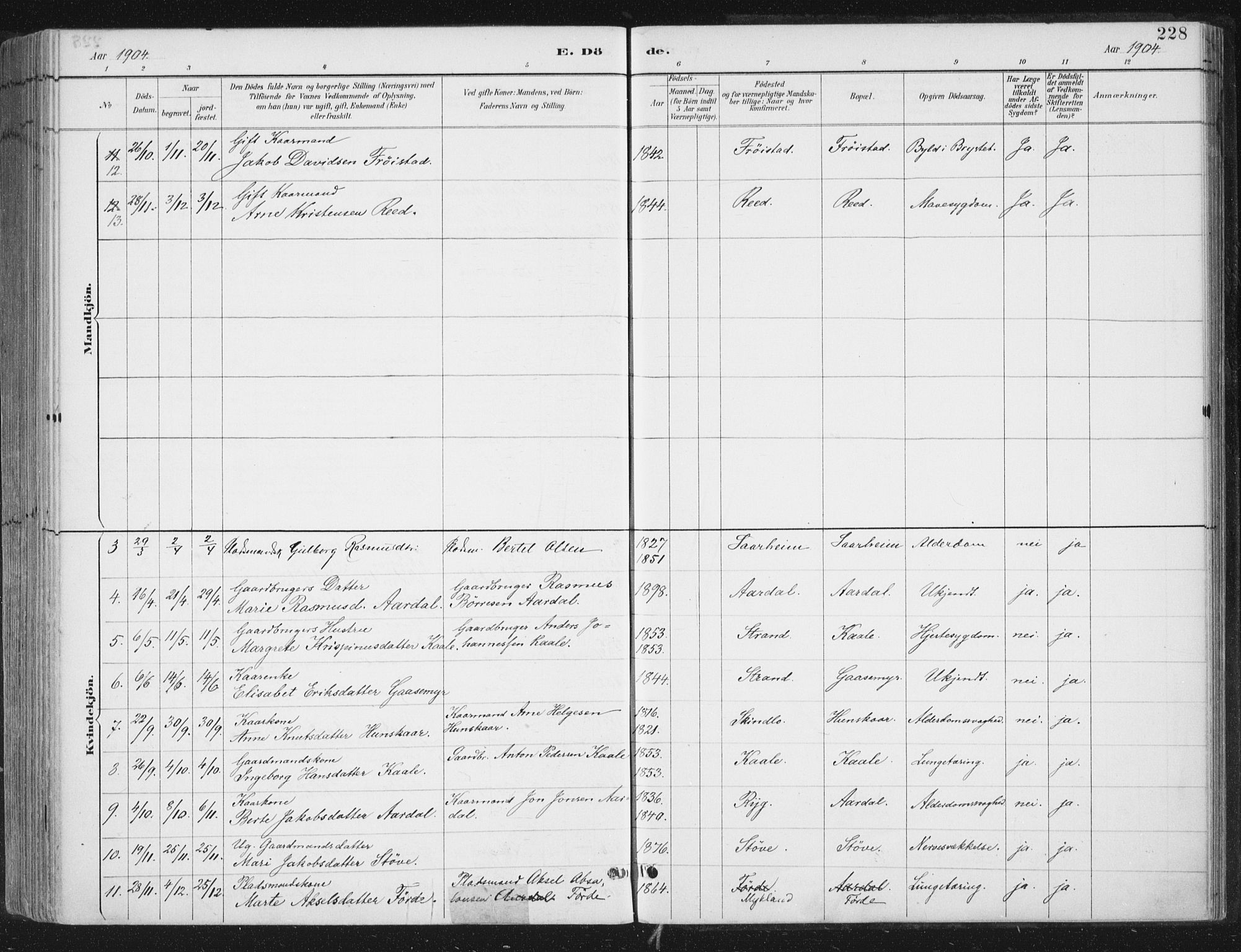 Gloppen sokneprestembete, SAB/A-80101/H/Haa/Haac/L0002: Parish register (official) no. C  2, 1887-1904, p. 228