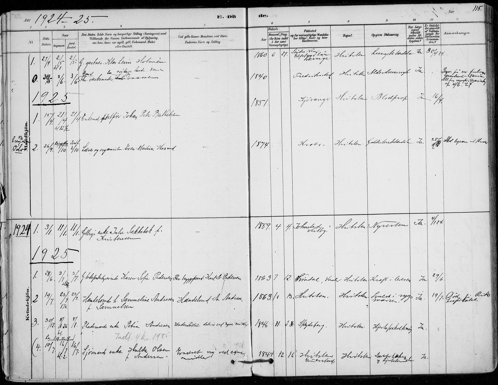 Vestby prestekontor Kirkebøker, SAO/A-10893/F/Fd/L0001: Parish register (official) no. IV 1, 1878-1945, p. 115