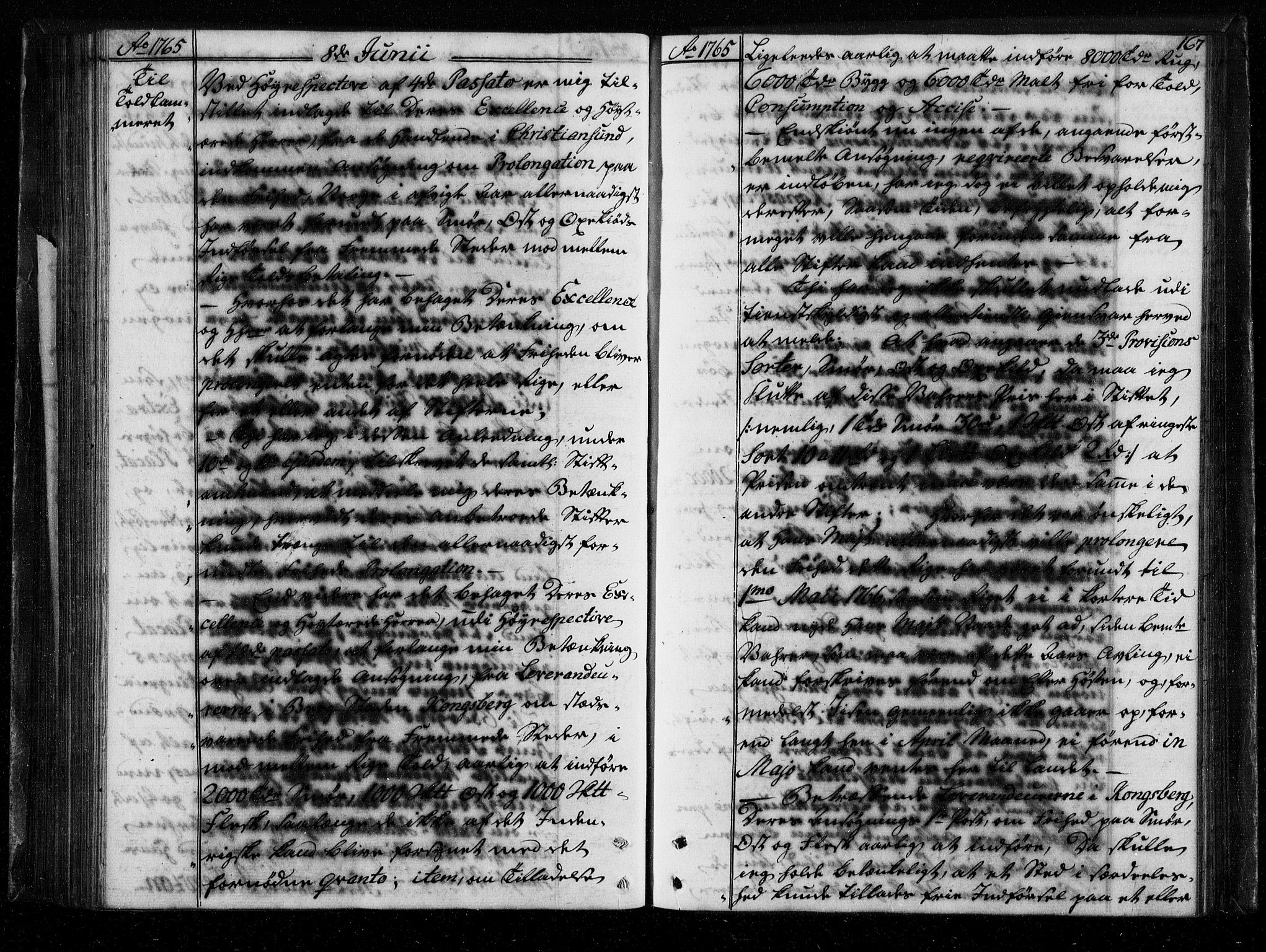 Stattholderembetet 1572-1771, AV/RA-EA-2870/Bf/L0004: Stattholderprotokoll (allmenn kopibok), 1764-1765, p. 166b-167a