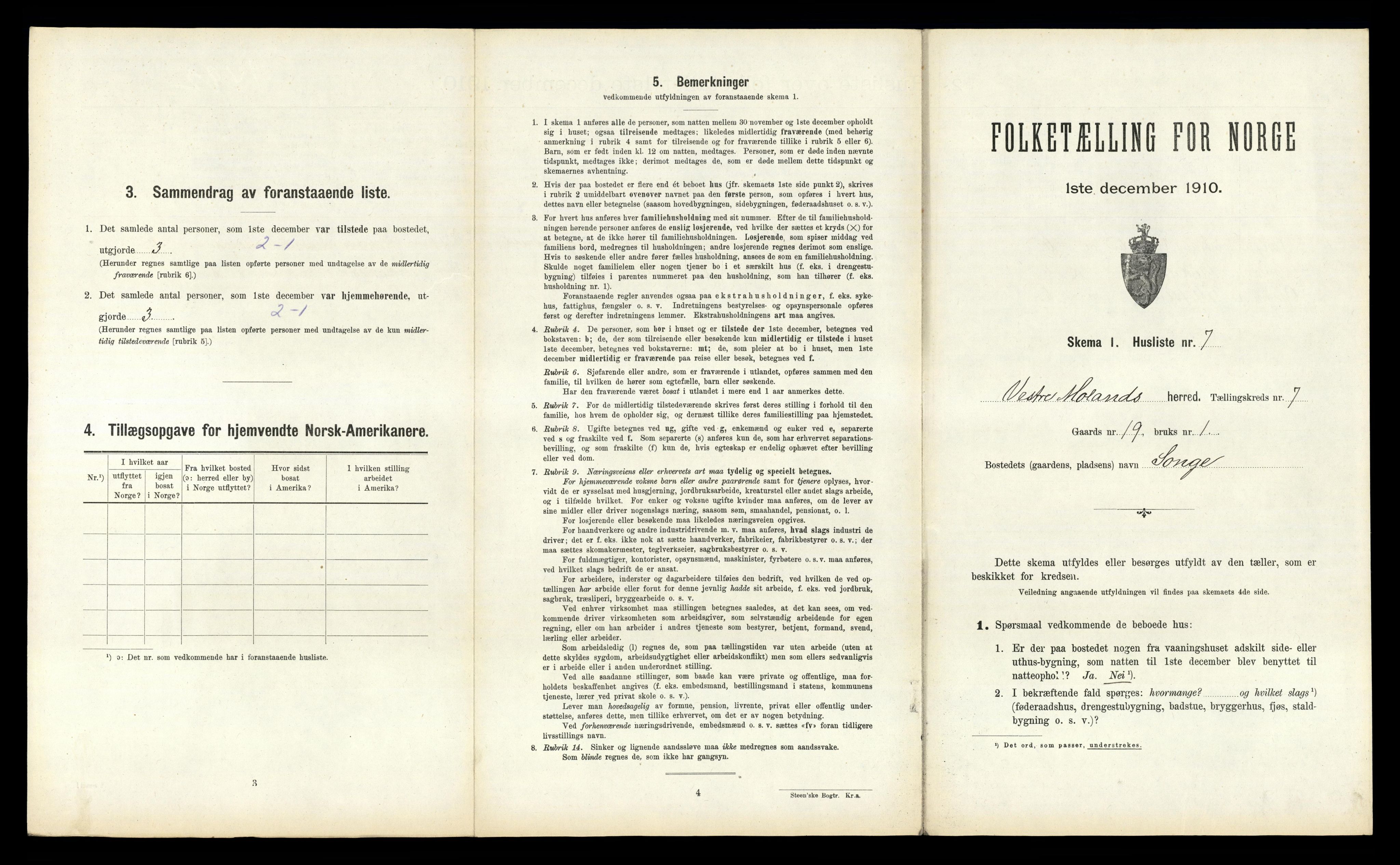 RA, 1910 census for Vestre Moland, 1910, p. 730