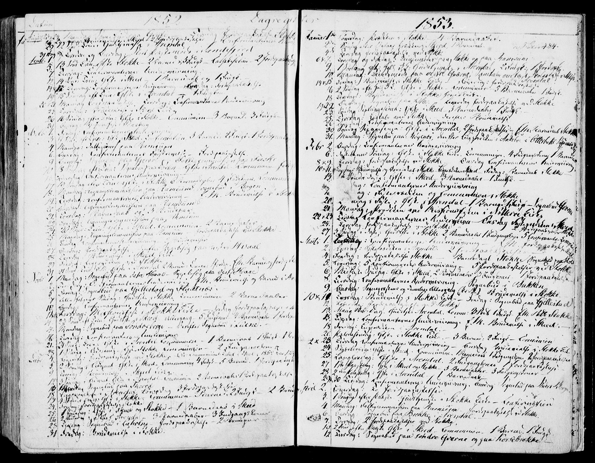 Stokke kirkebøker, AV/SAKO-A-320/F/Fa/L0007: Parish register (official) no. I 7, 1844-1857, p. 484