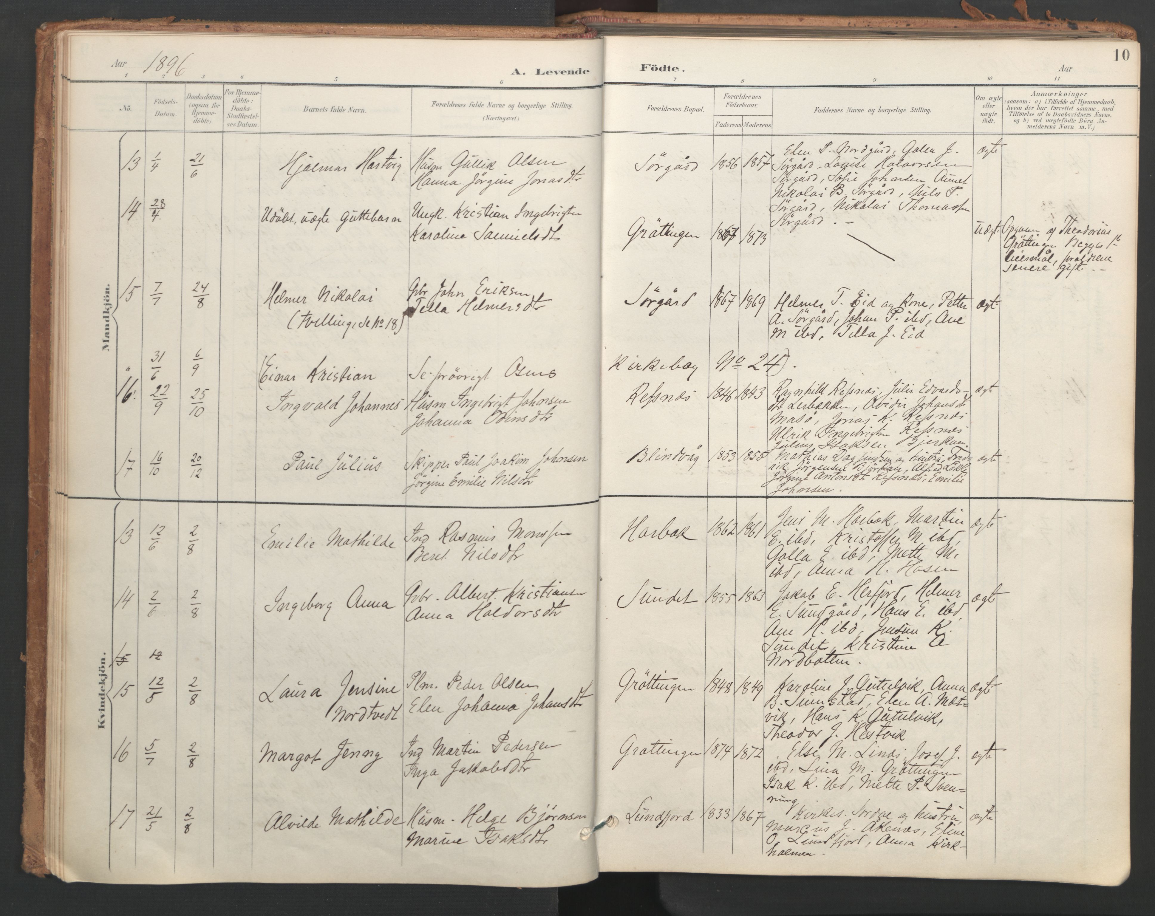 Ministerialprotokoller, klokkerbøker og fødselsregistre - Sør-Trøndelag, SAT/A-1456/656/L0693: Parish register (official) no. 656A02, 1894-1913, p. 10