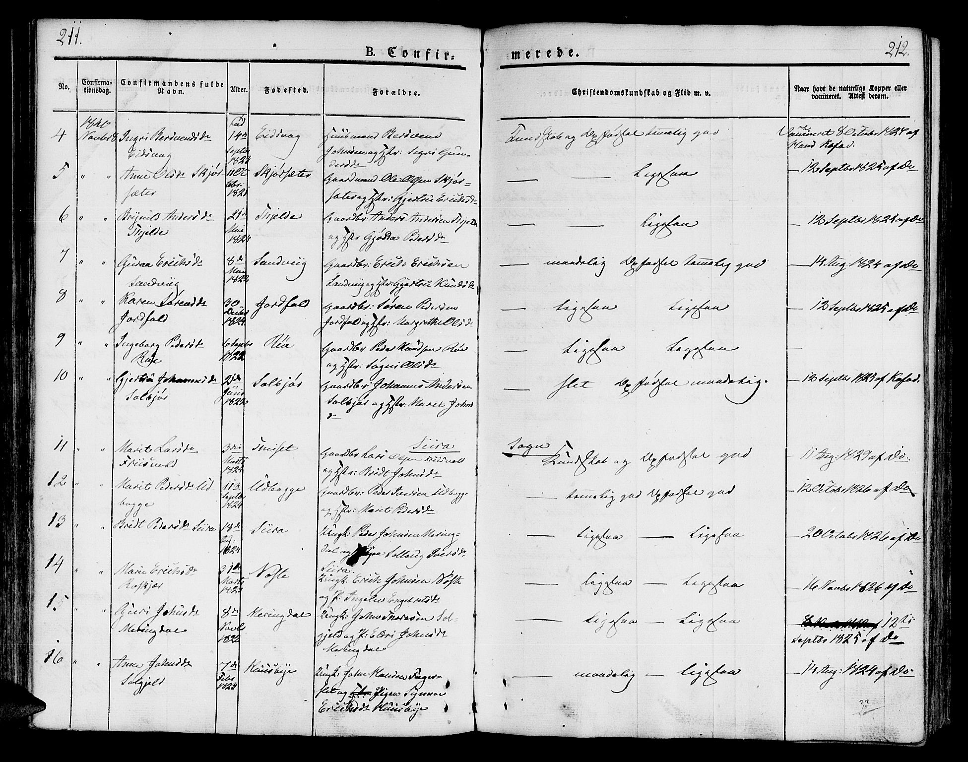 Ministerialprotokoller, klokkerbøker og fødselsregistre - Møre og Romsdal, SAT/A-1454/551/L0624: Parish register (official) no. 551A04, 1831-1845, p. 211-212