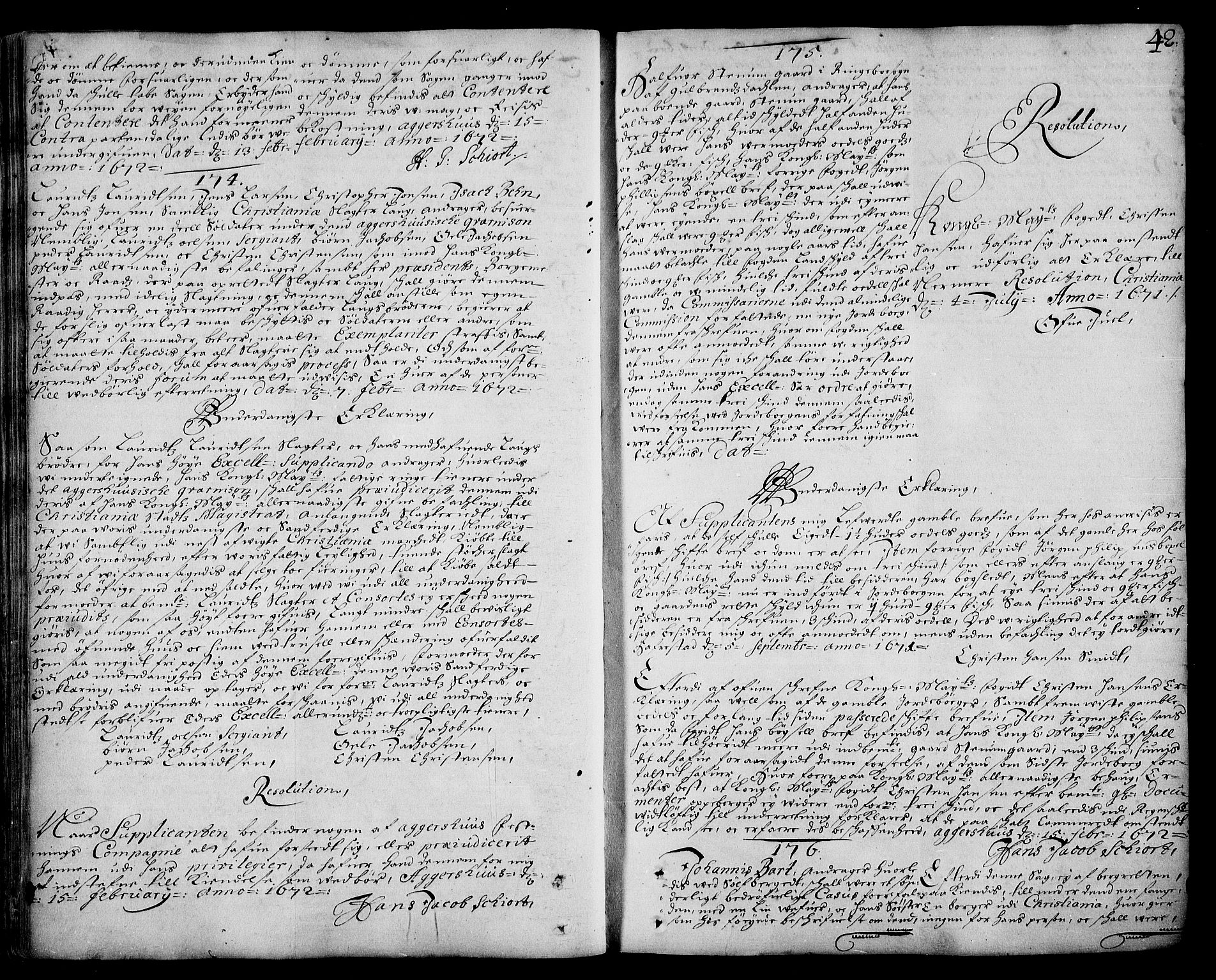 Stattholderembetet 1572-1771, RA/EA-2870/Ad/L0003: Supplikasjons- og resolusjonsprotokoll, 1671-1682, p. 41b-42a